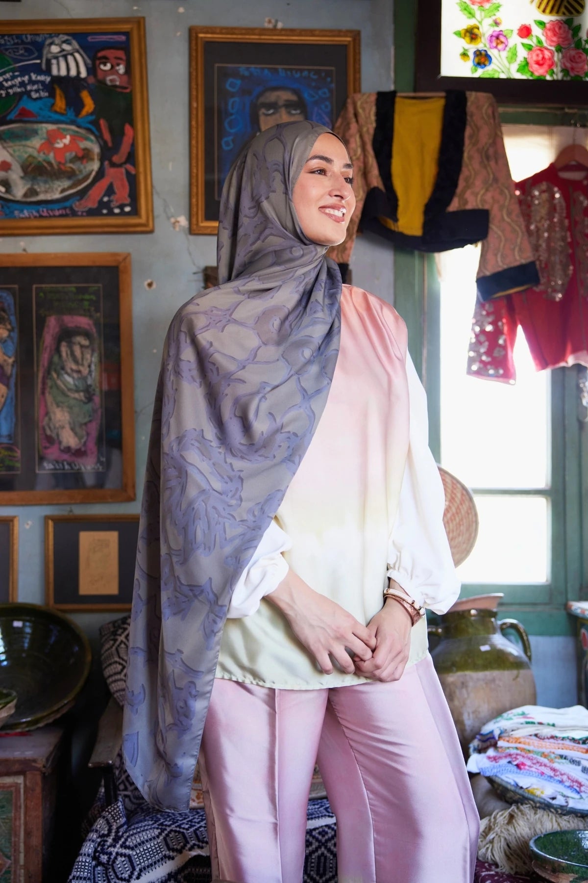 Yaren Desen Sakura İpek Şal