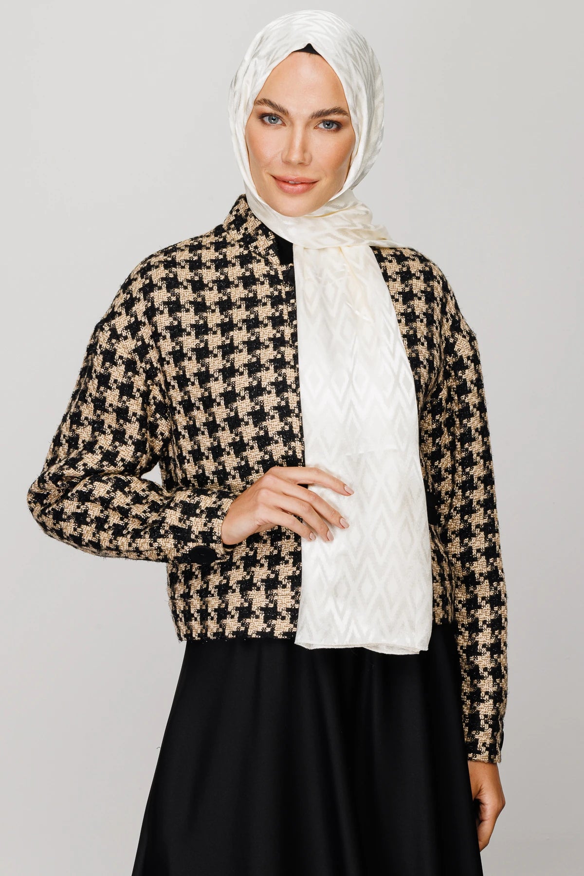 Karo Desen Parlak Jakar Şal