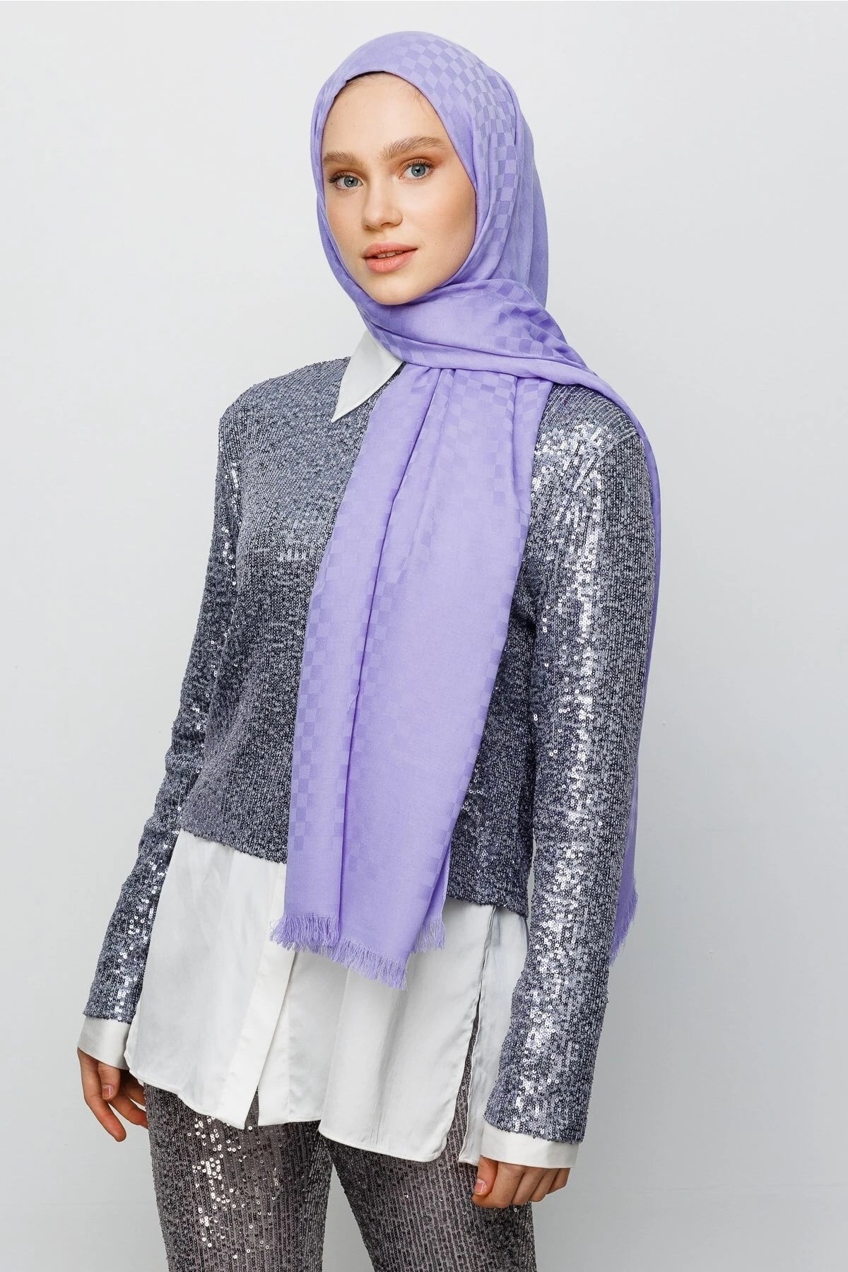 Kare Desen Pamuk Jakar Şal