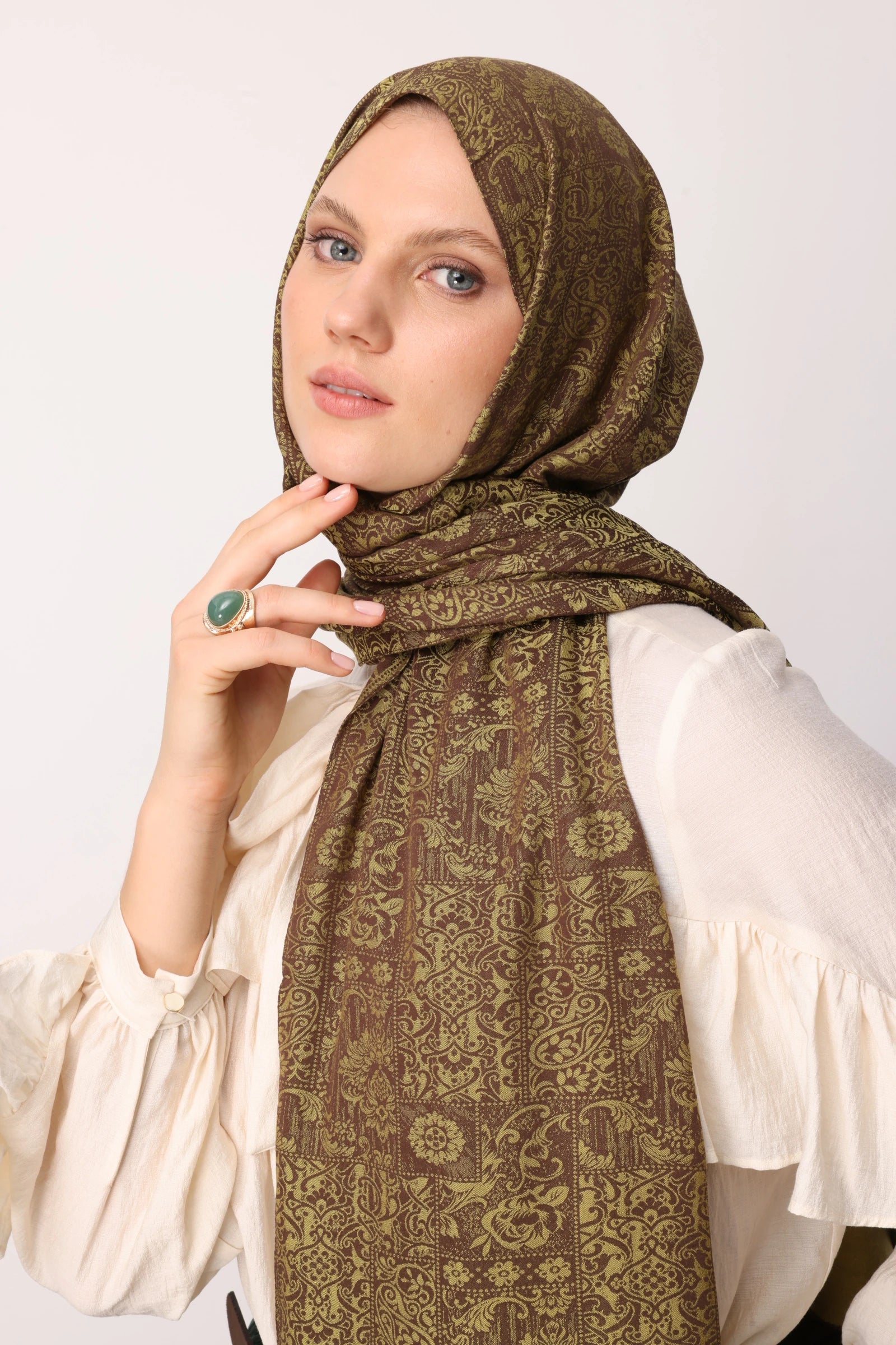 Henna Desen Çift Taraflı Şal