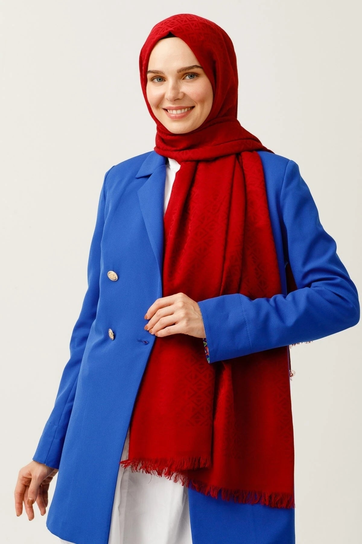 Üçgen Desen Pamuk Jakar Şal