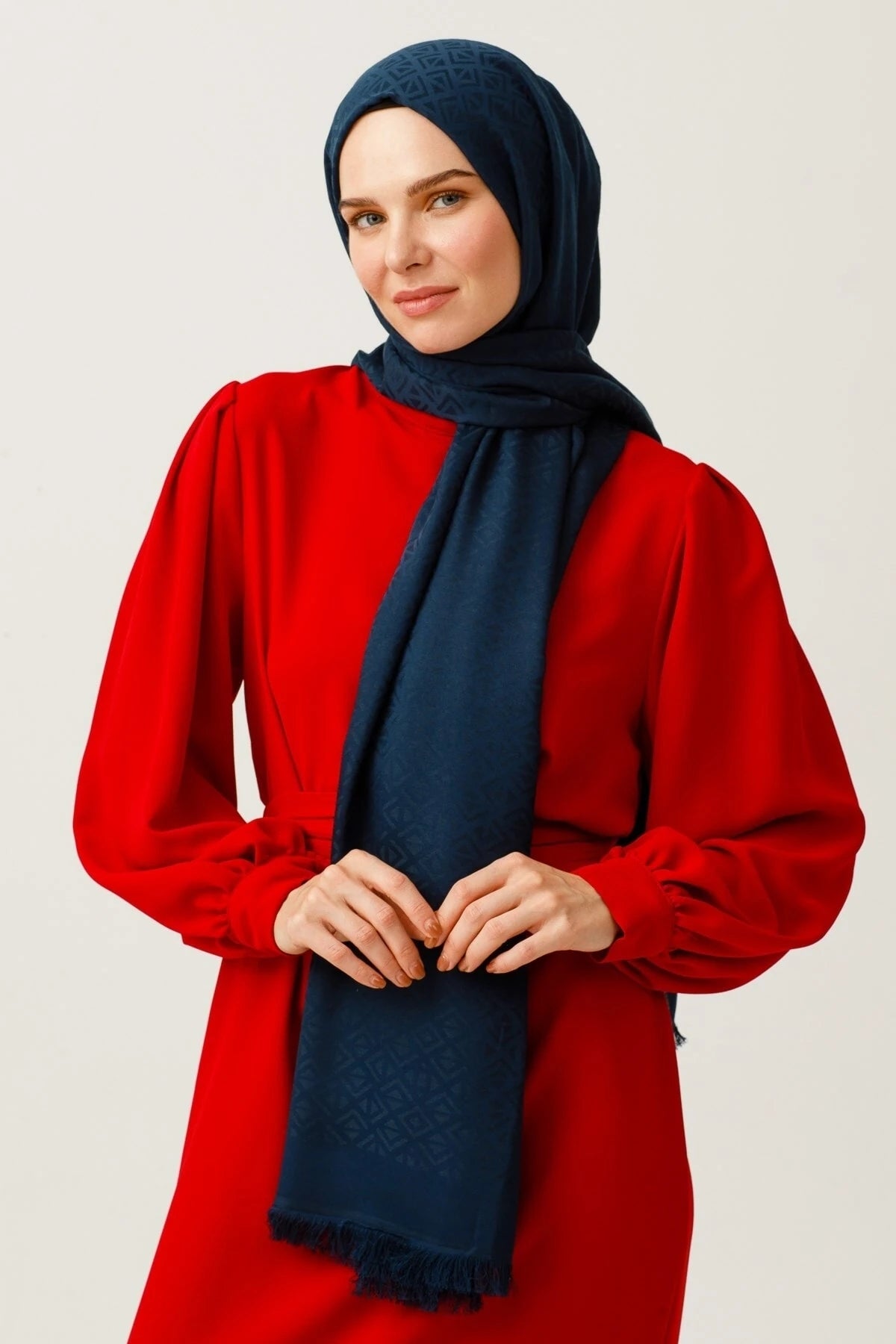 Üçgen Desen Pamuk Jakar Şal