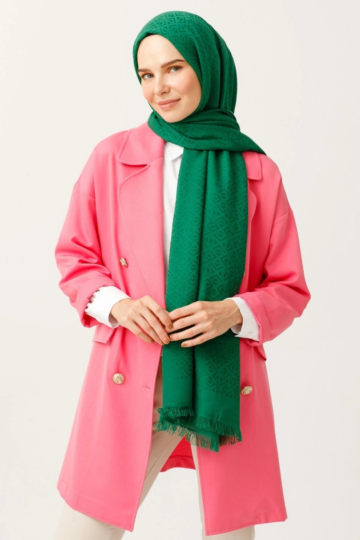 Üçgen Desen Pamuk Jakar Şal