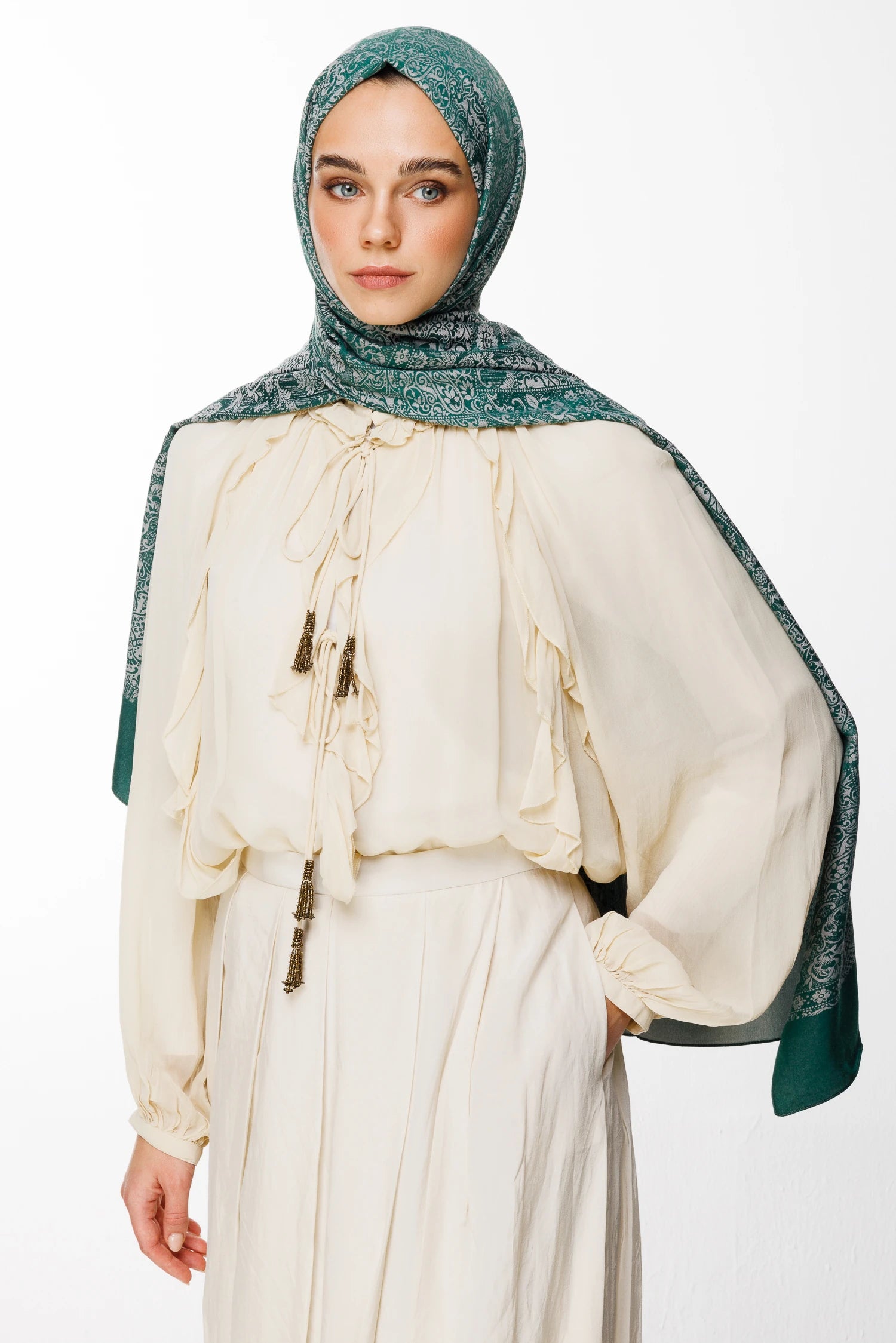 Henna Desen Çift Taraflı Şal