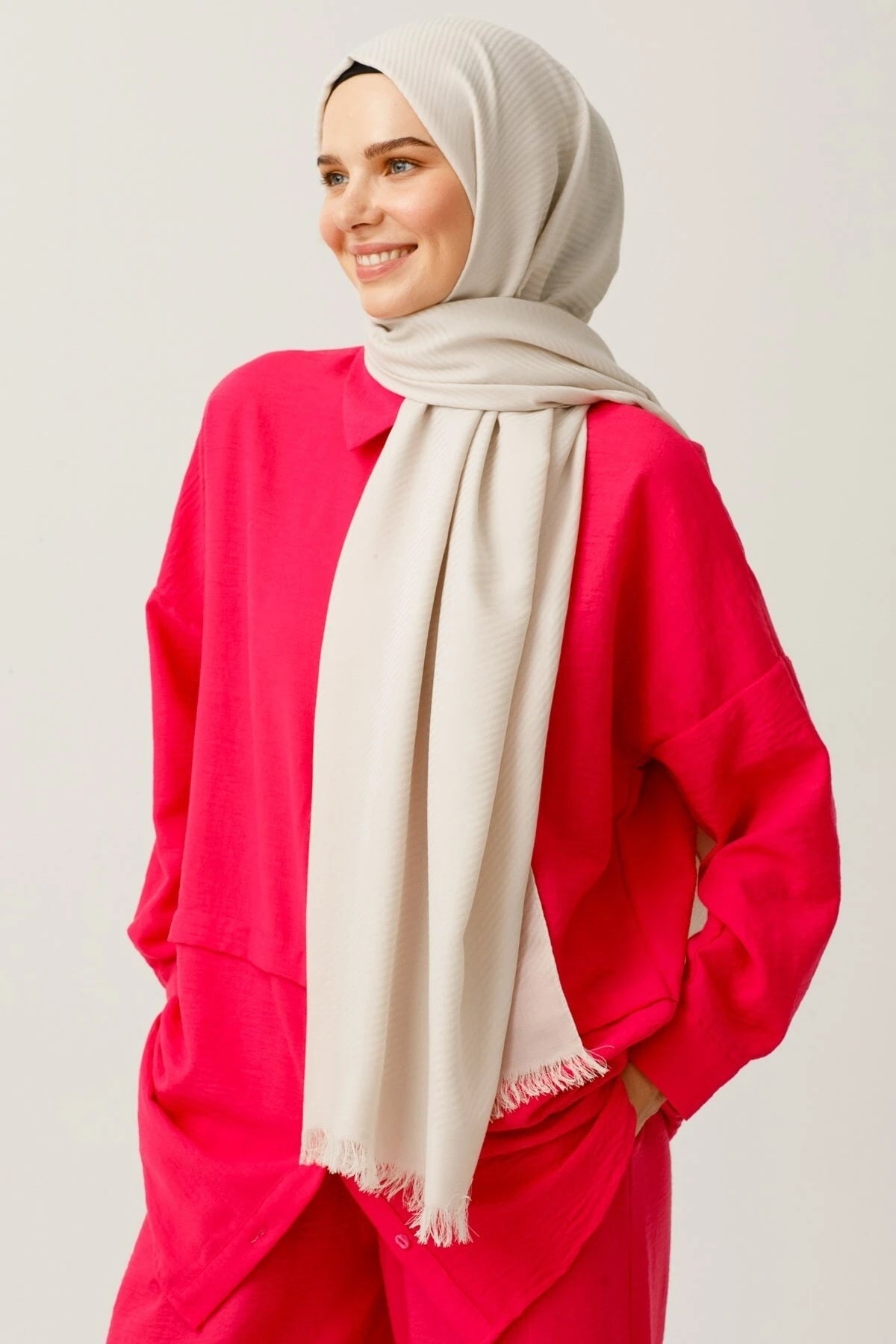 Çizgili Desen Pamuk Jakar Şal