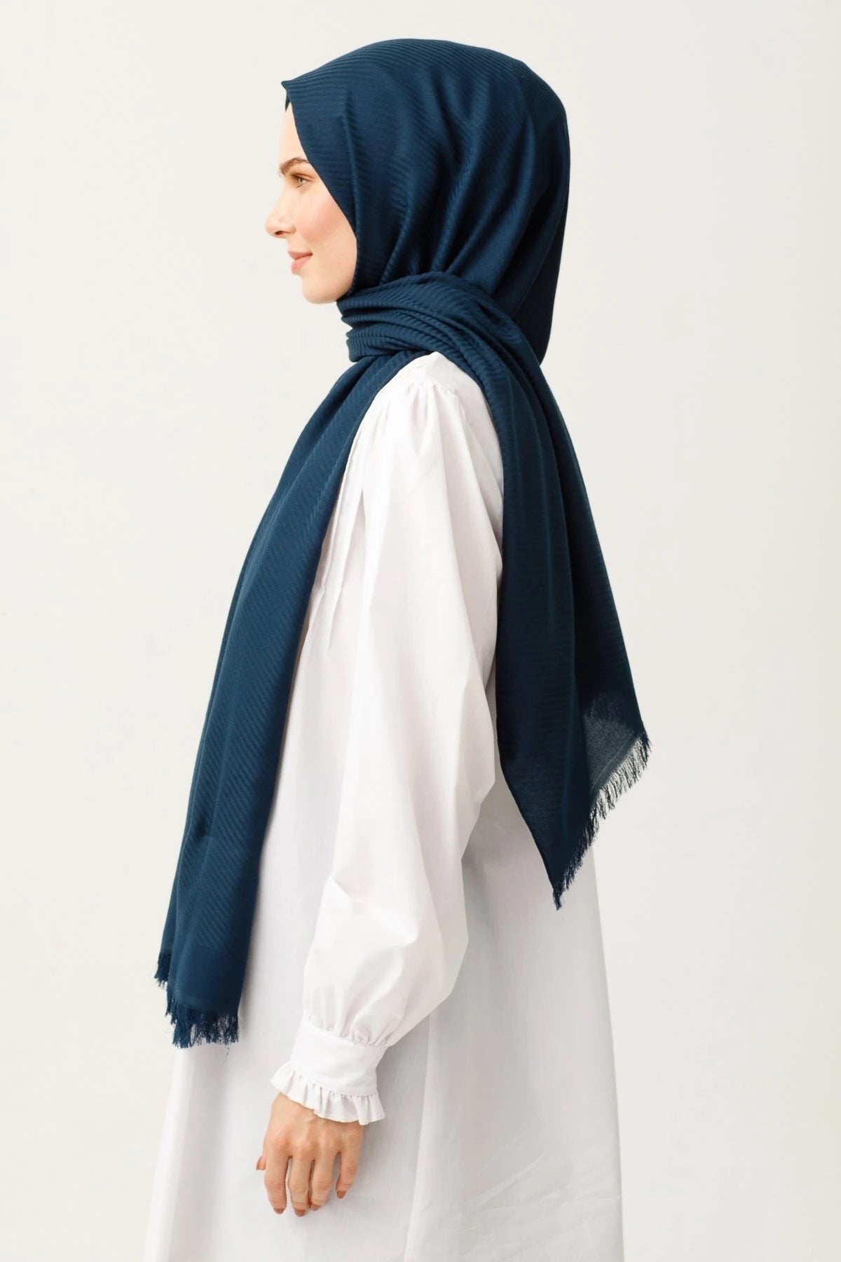 Çizgili Desen Pamuk Jakar Şal