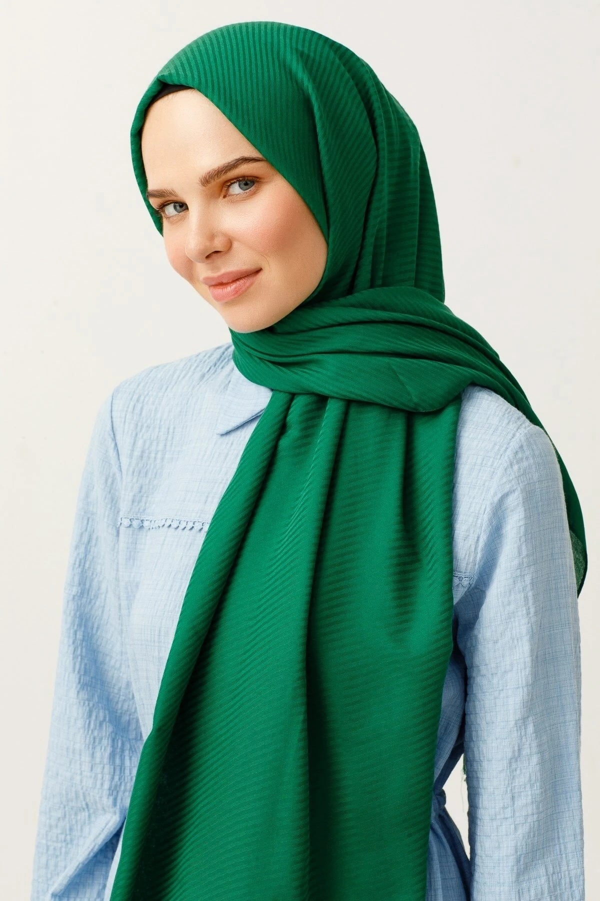 Çizgili Desen Pamuk Jakar Şal