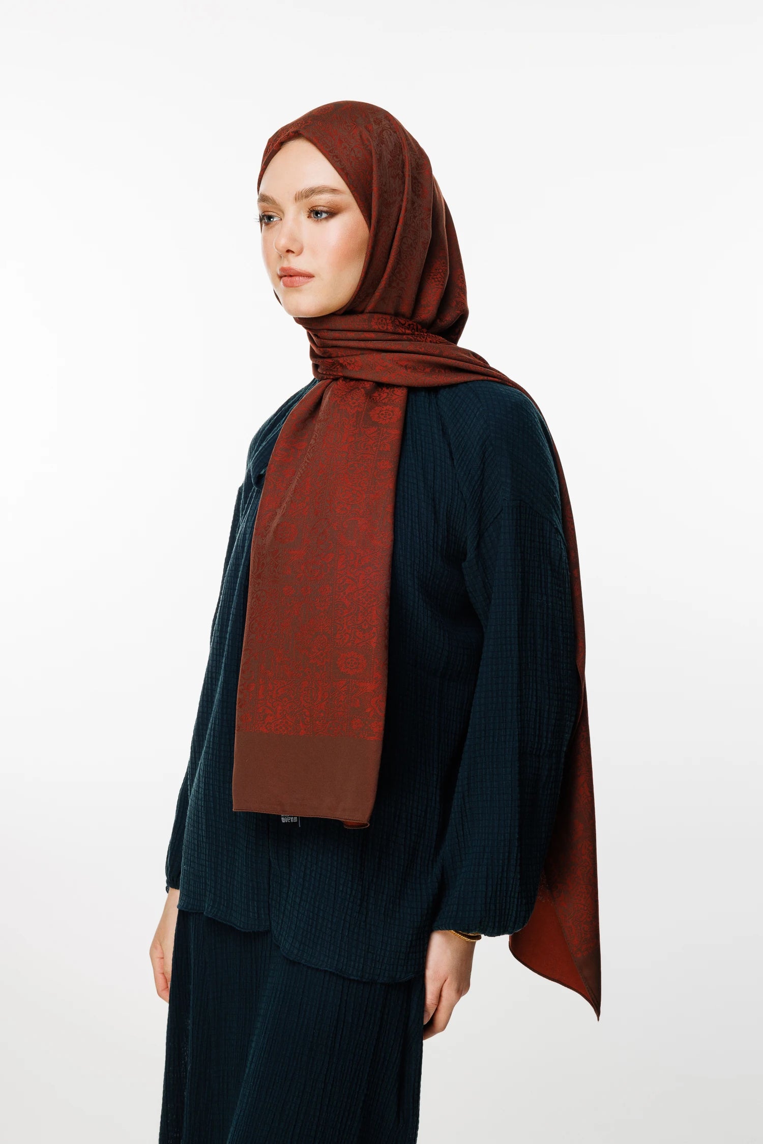 Henna Desen Çift Taraflı Şal