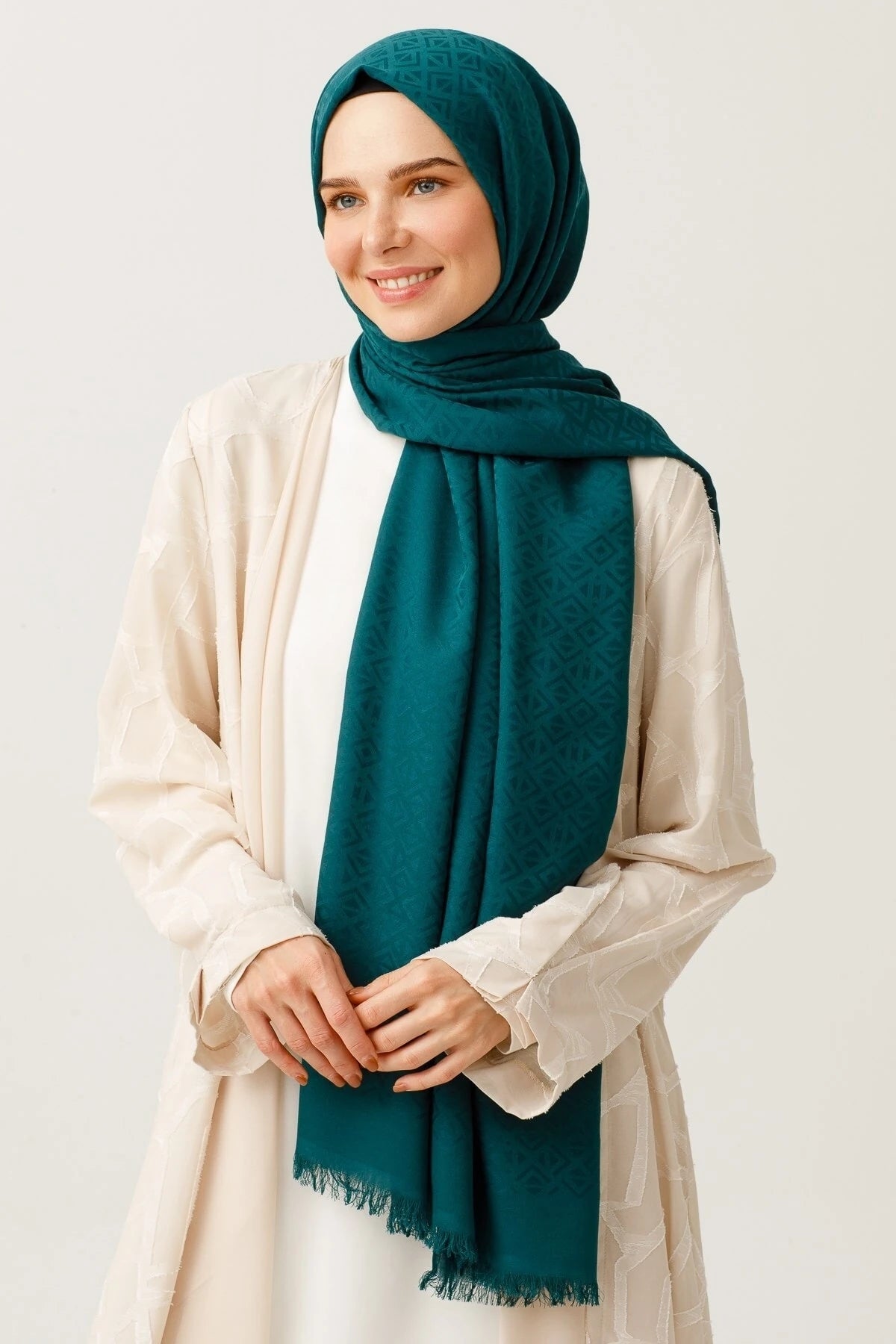 Üçgen Desen Pamuk Jakar Şal