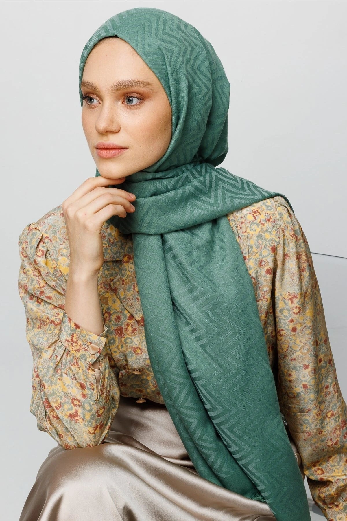 Zikzak Desen Pamuk Jakar Şal