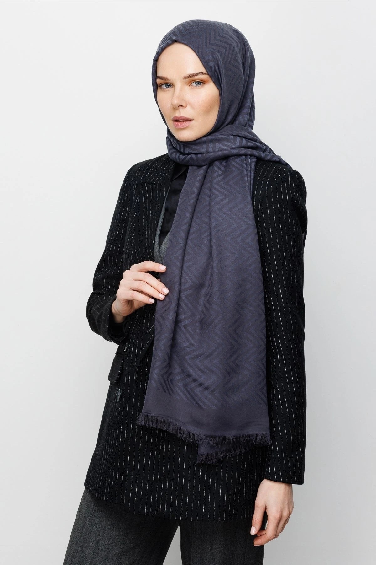 Zikzak Desen Pamuk Jakar Şal