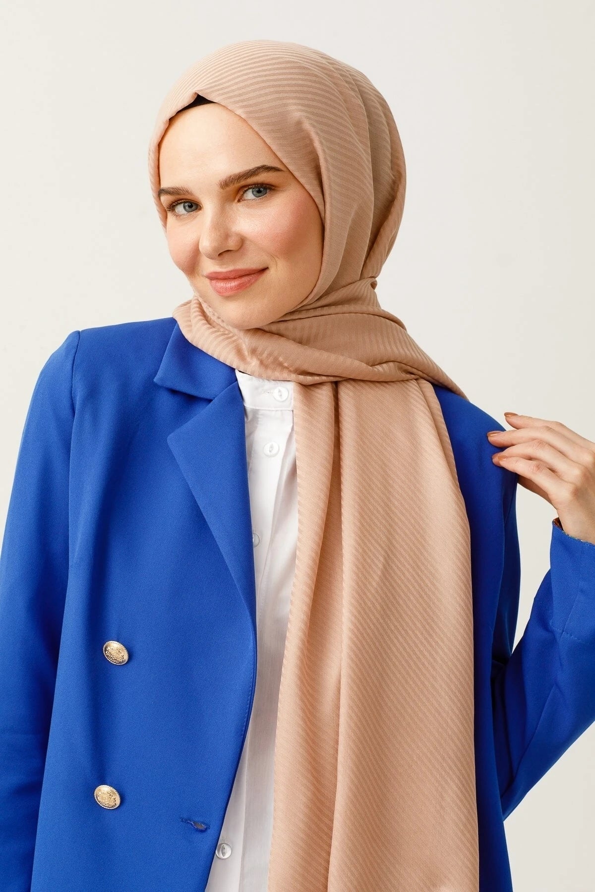 Çizgili Desen Pamuk Jakar Şal