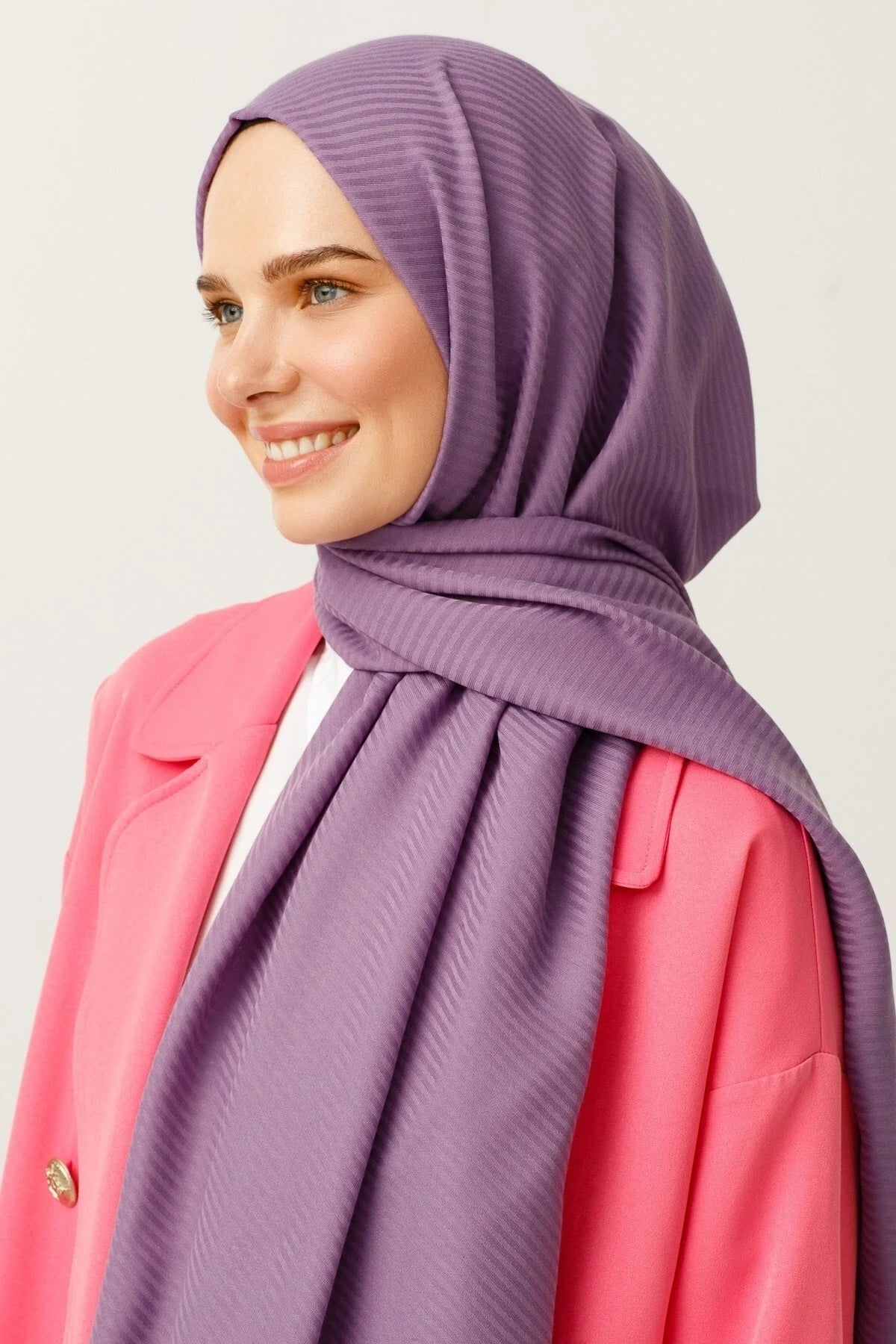 Çizgili Desen Pamuk Jakar Şal