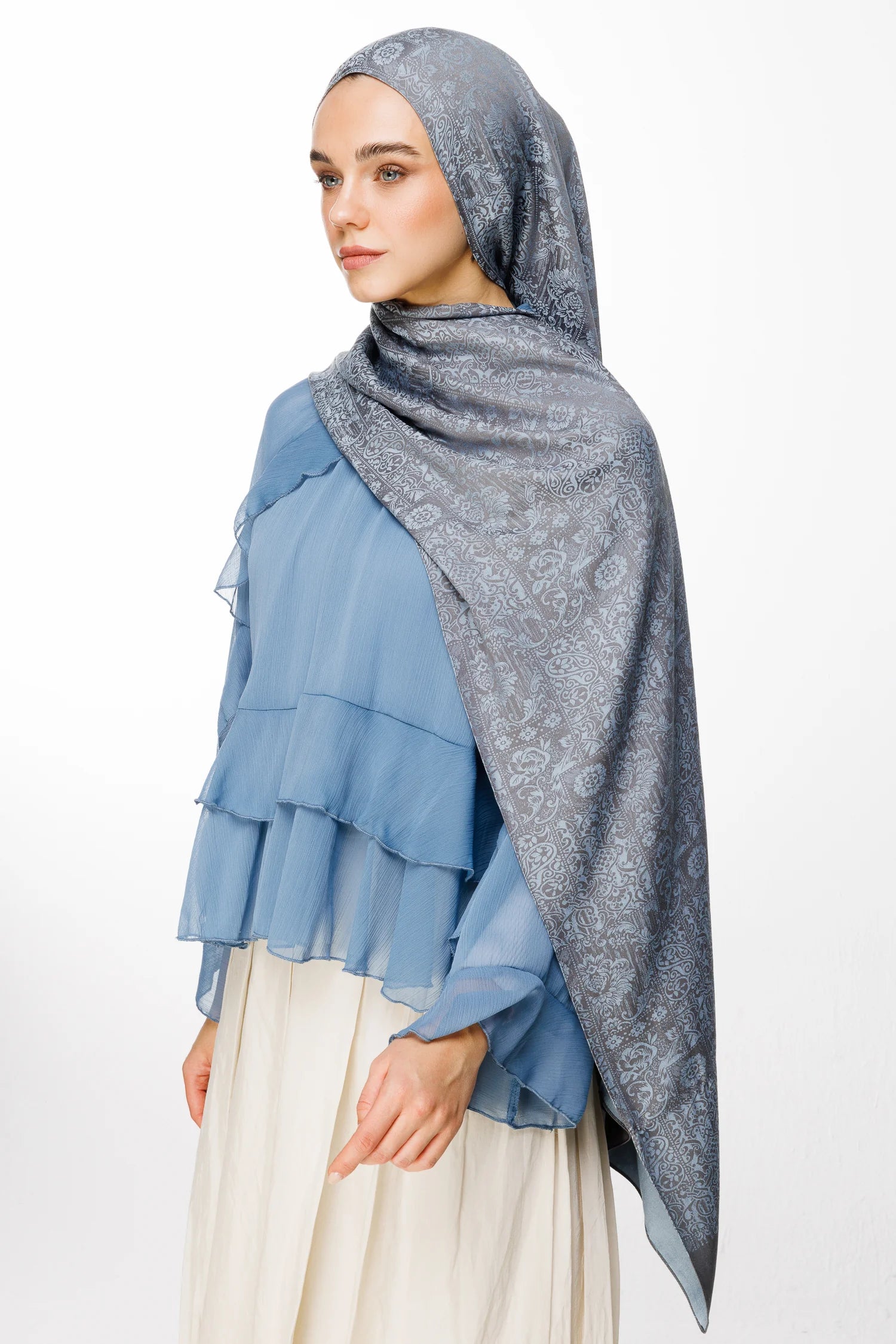 Henna Desen Çift Taraflı Şal