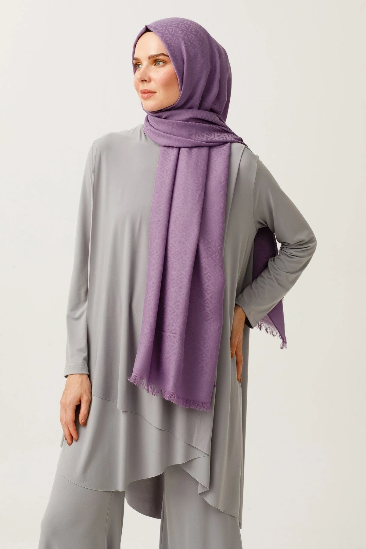 Üçgen Desen Pamuk Jakar Şal