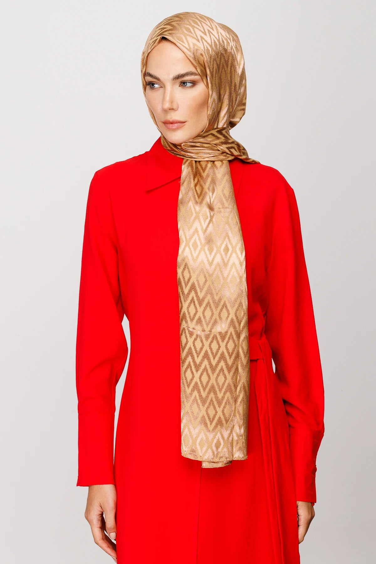 Karo Desen Parlak Jakar Şal