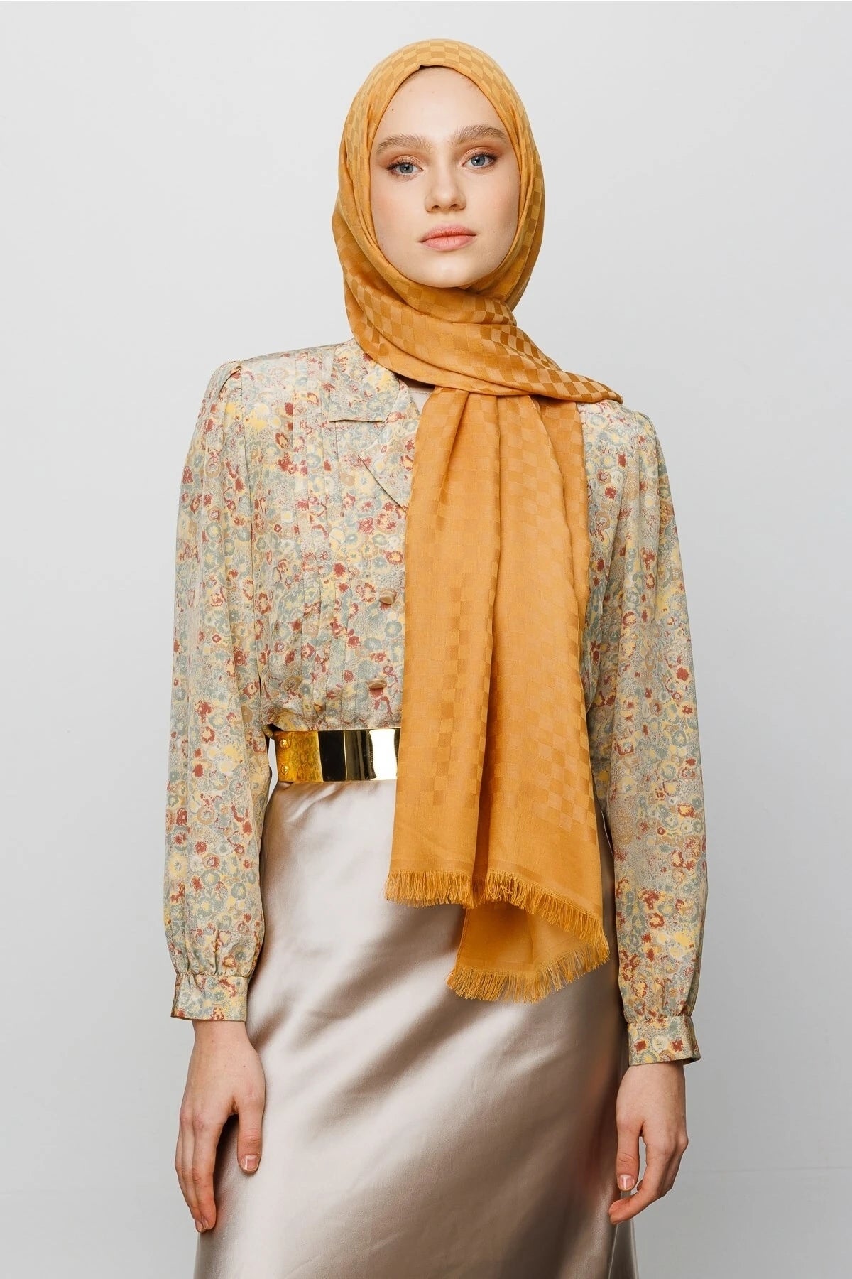 Kare Desen Pamuk Jakar Şal