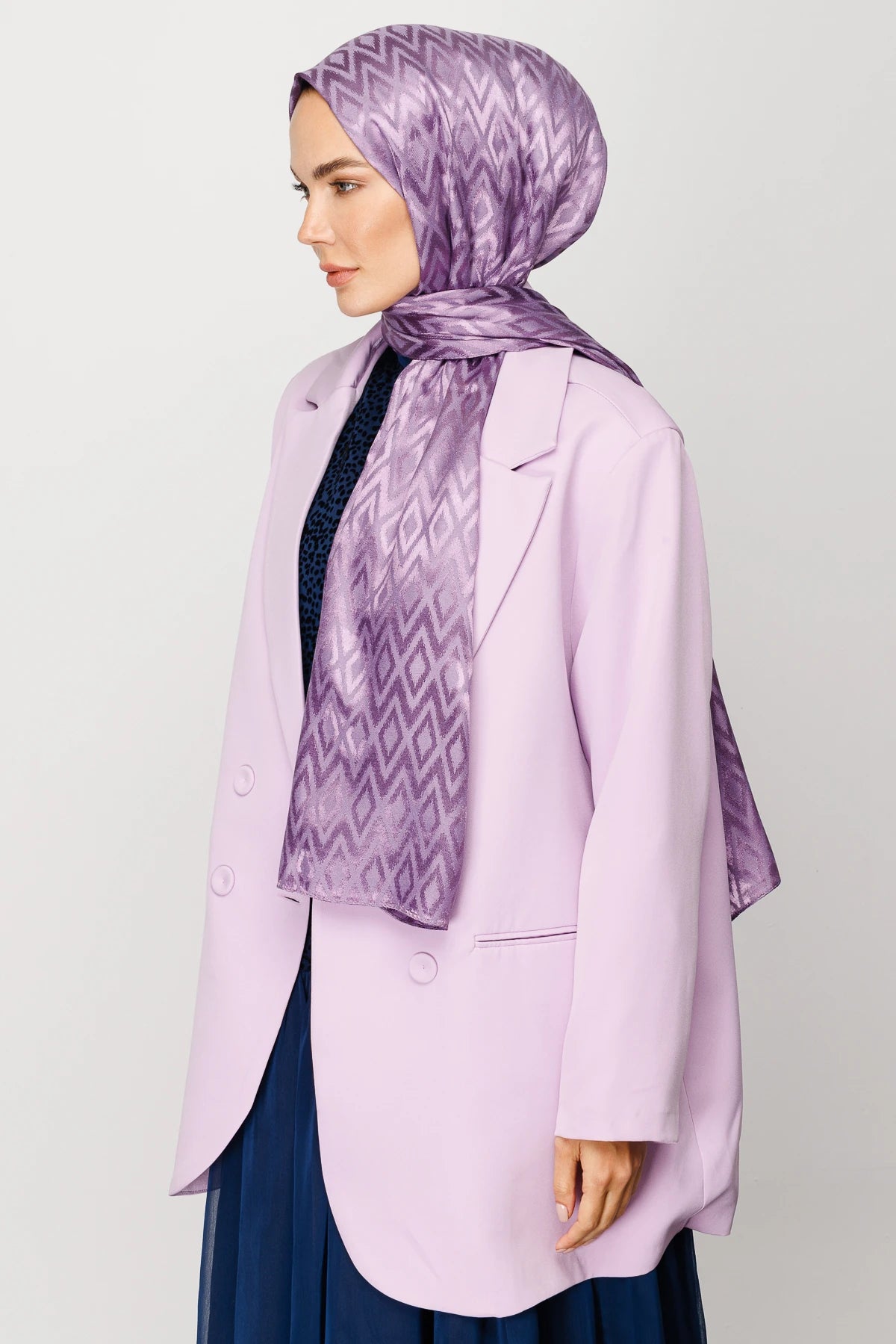 Karo Desen Parlak Jakar Şal