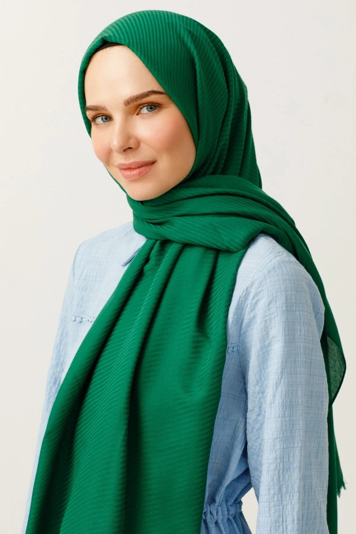 Çizgili Desen Pamuk Jakar Şal