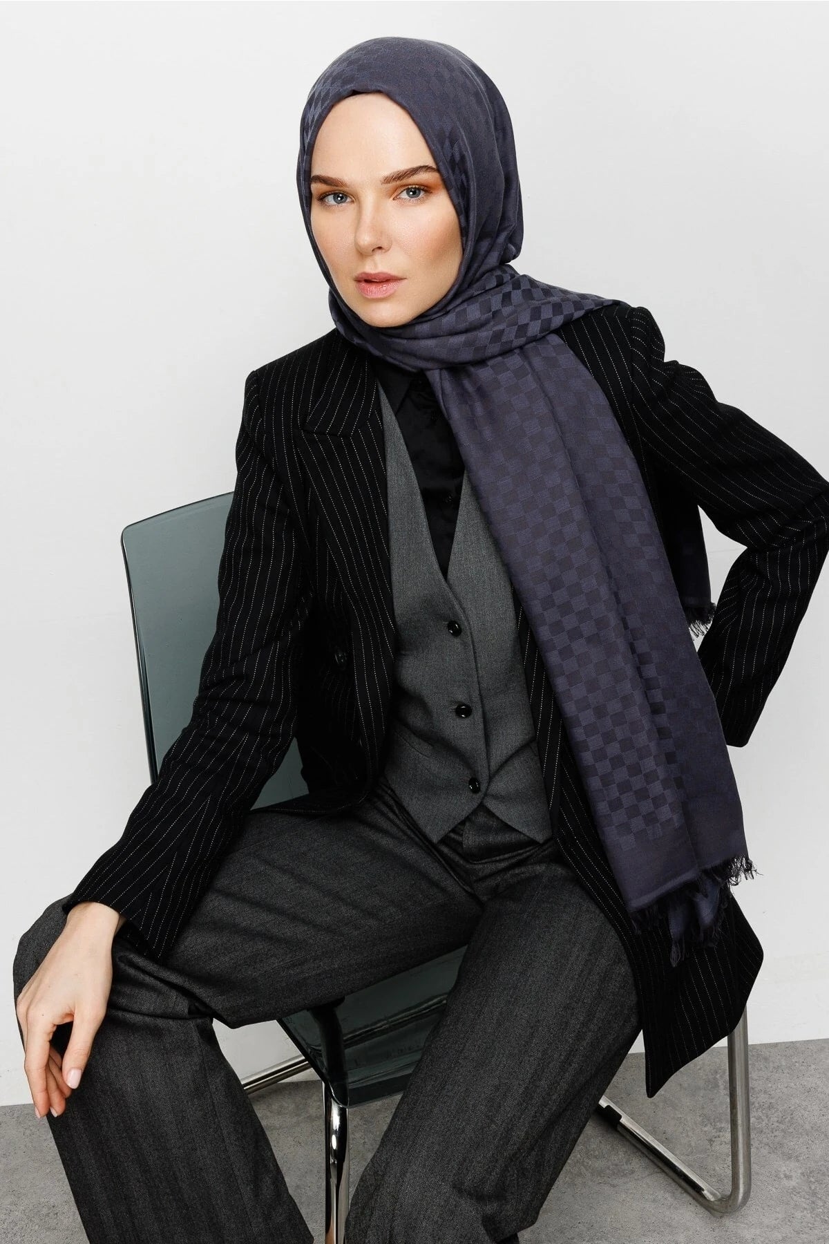 Kare Desen Pamuk Jakar Şal