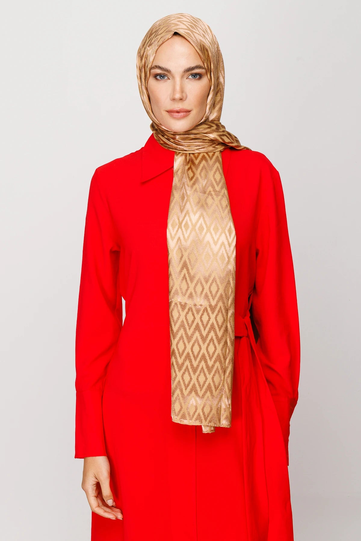 Karo Desen Parlak Jakar Şal