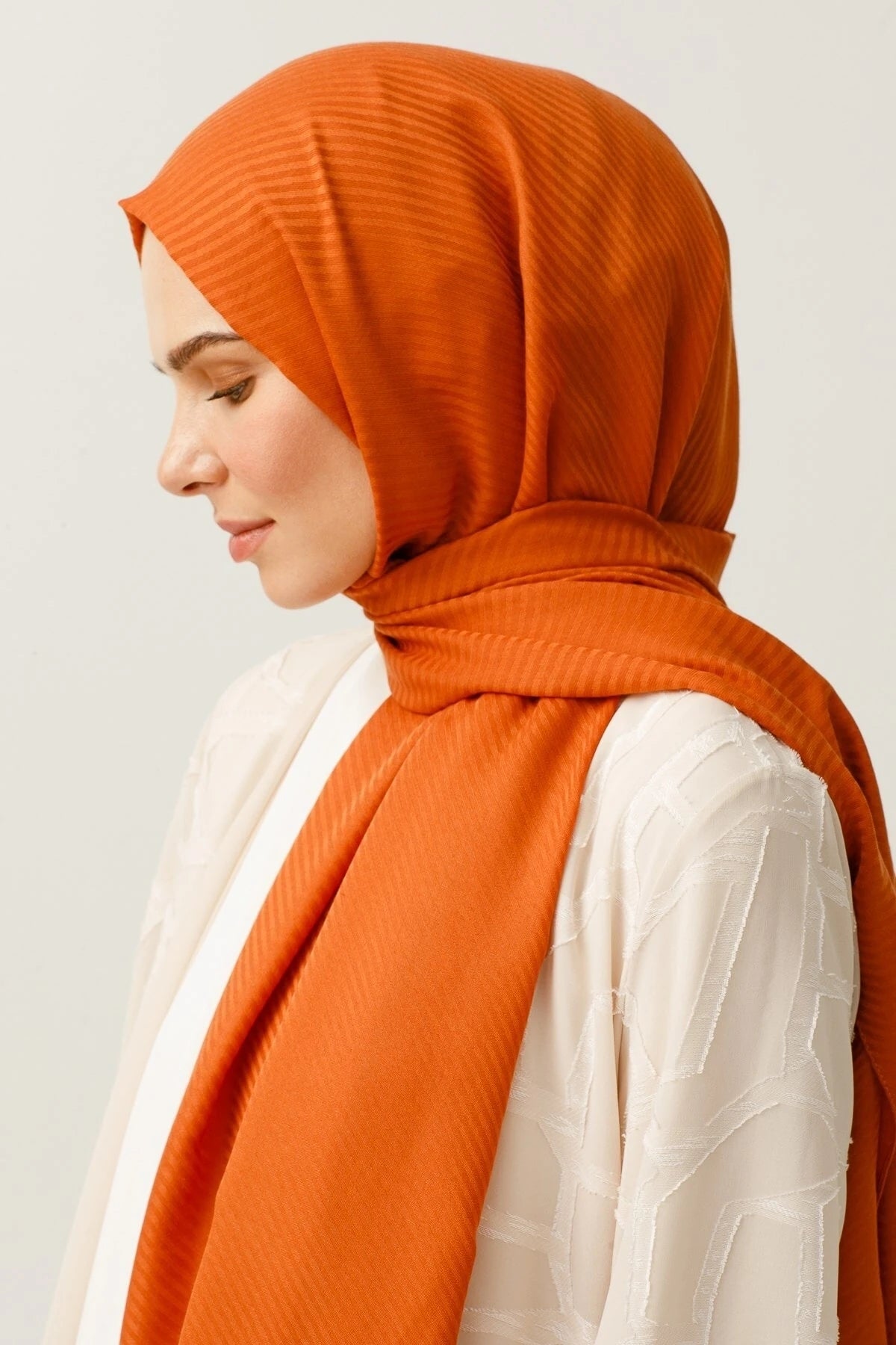 Çizgili Desen Pamuk Jakar Şal