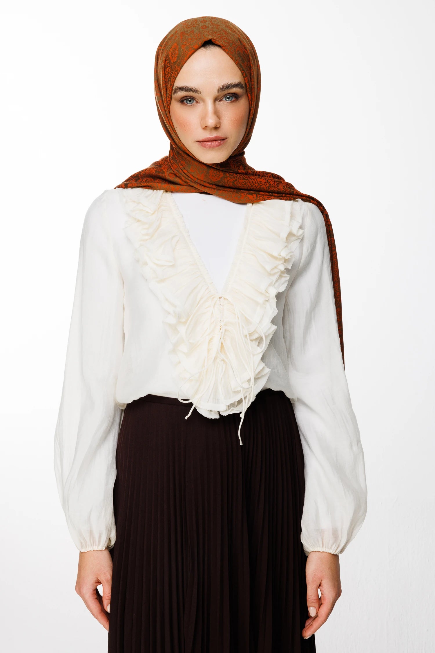 Henna Desen Çift Taraflı Şal