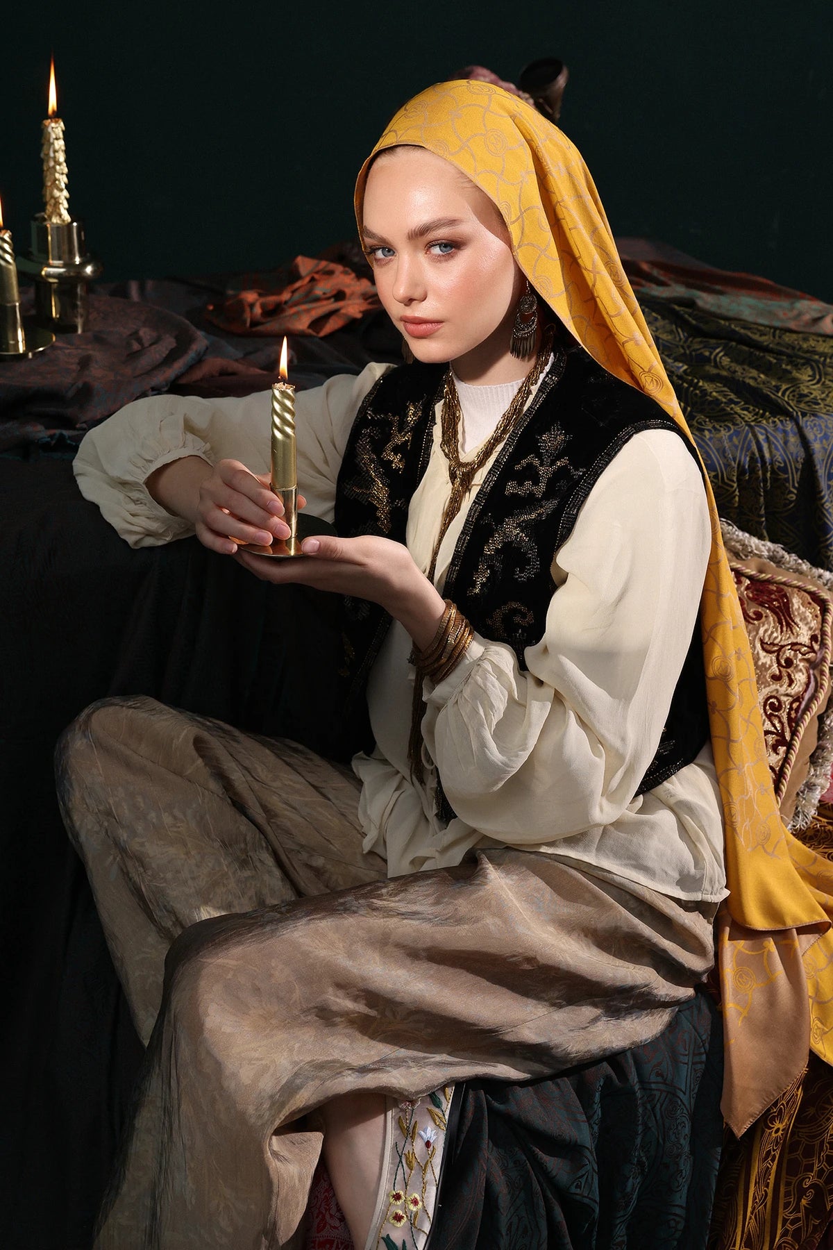 Marrakech Desen Çift Taraflı Şal