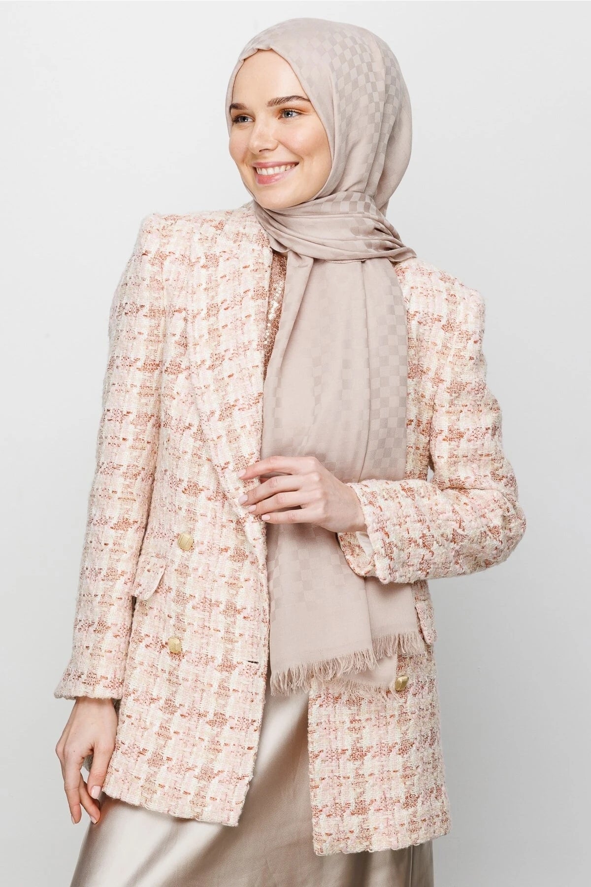 Kare Desen Pamuk Jakar Şal