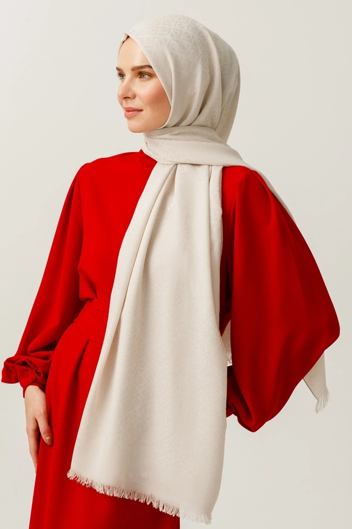 Üçgen Desen Pamuk Jakar Şal