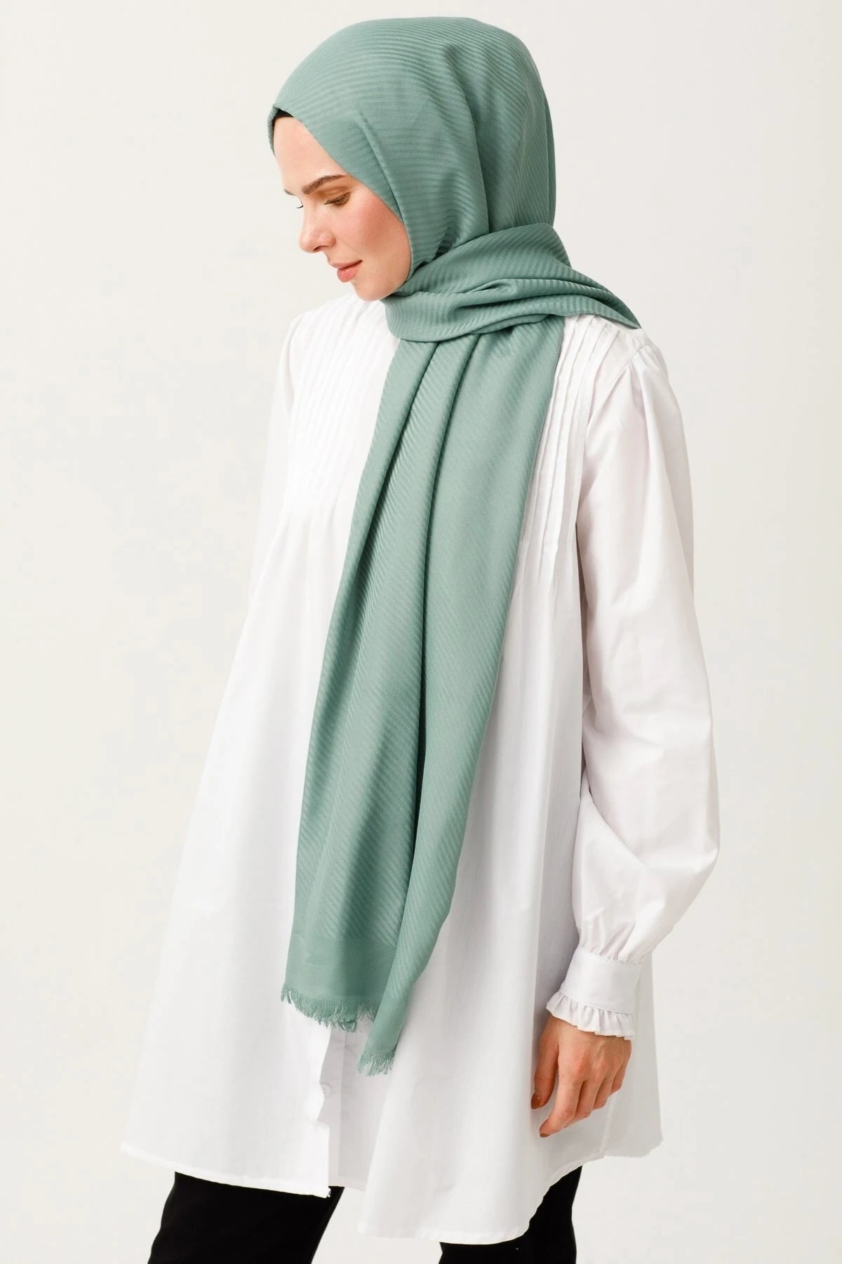 Çizgili Desen Pamuk Jakar Şal