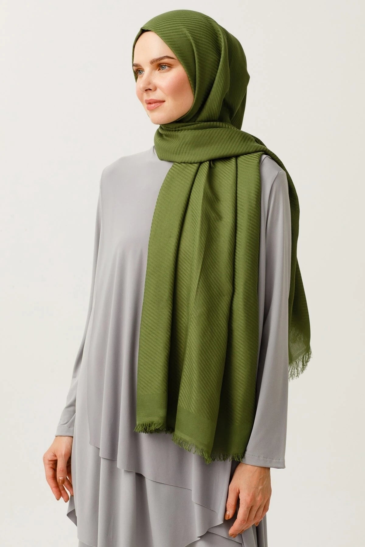 Çizgili Desen Pamuk Jakar Şal