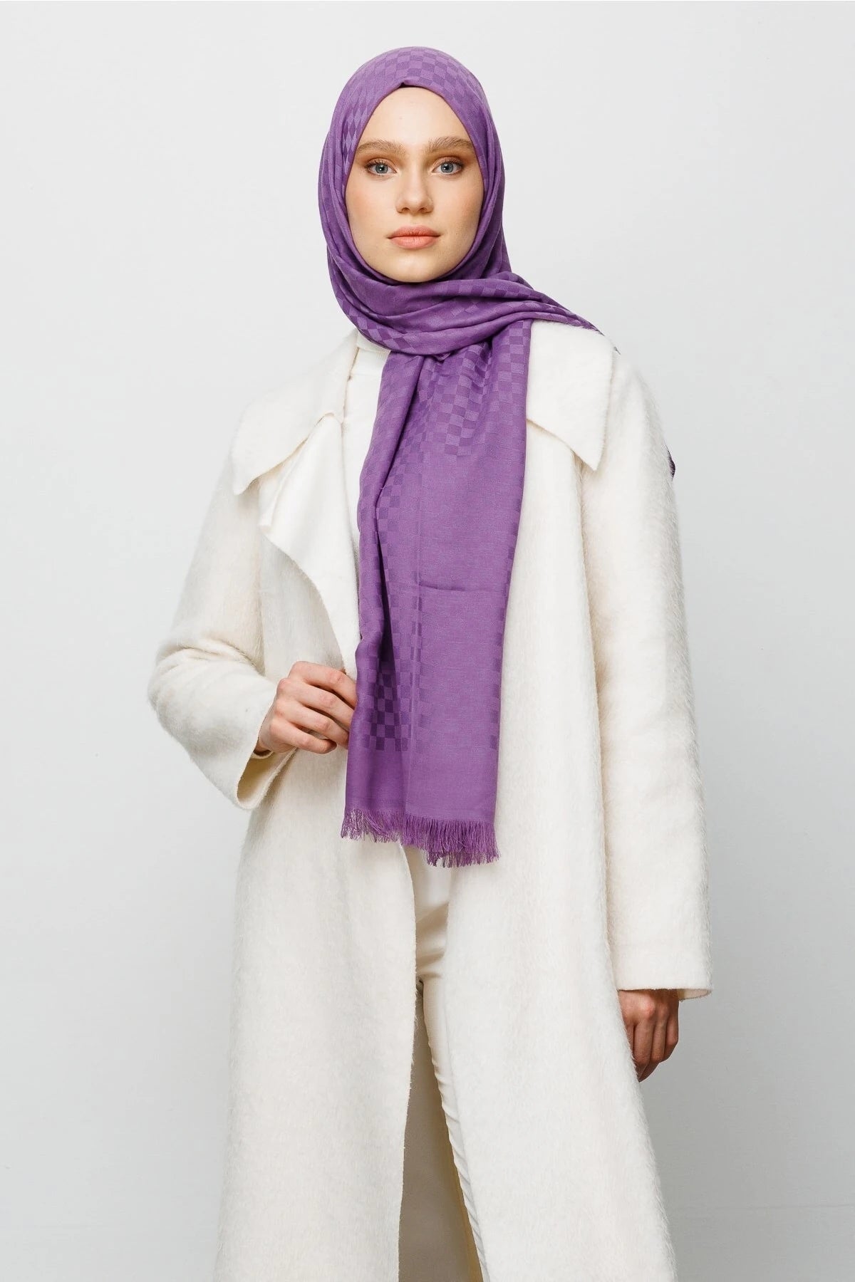 Kare Desen Pamuk Jakar Şal