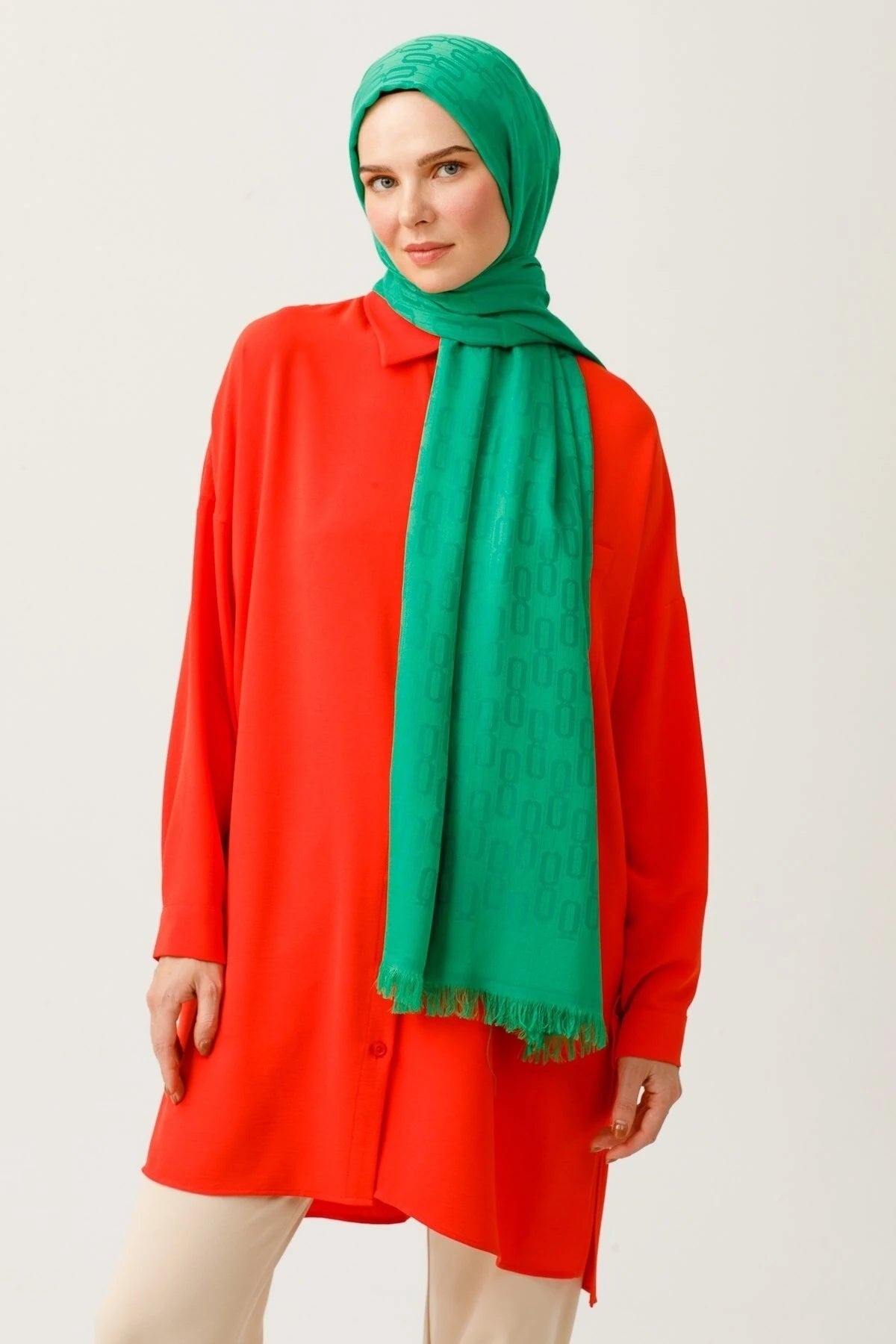 Zincir Desen Pamuk Jakar Şal