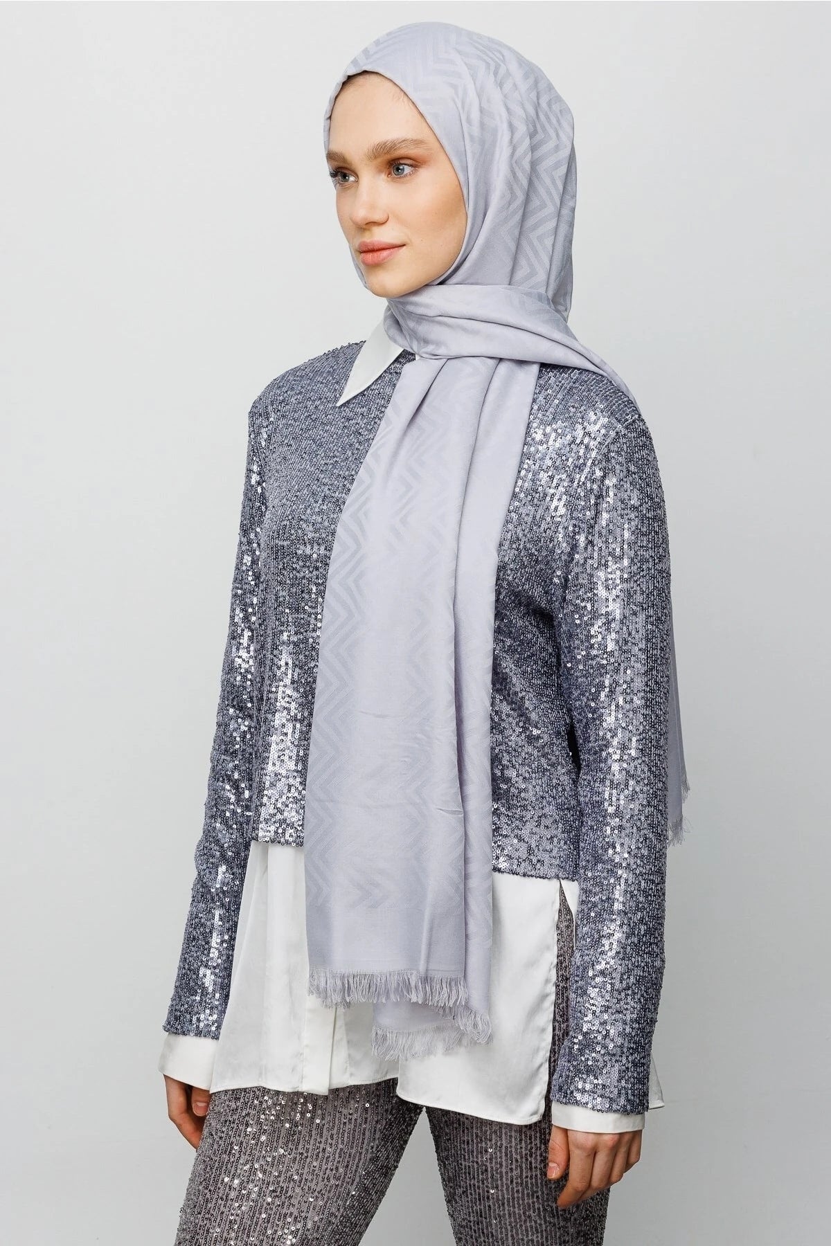 Zikzak Desen Pamuk Jakar Şal