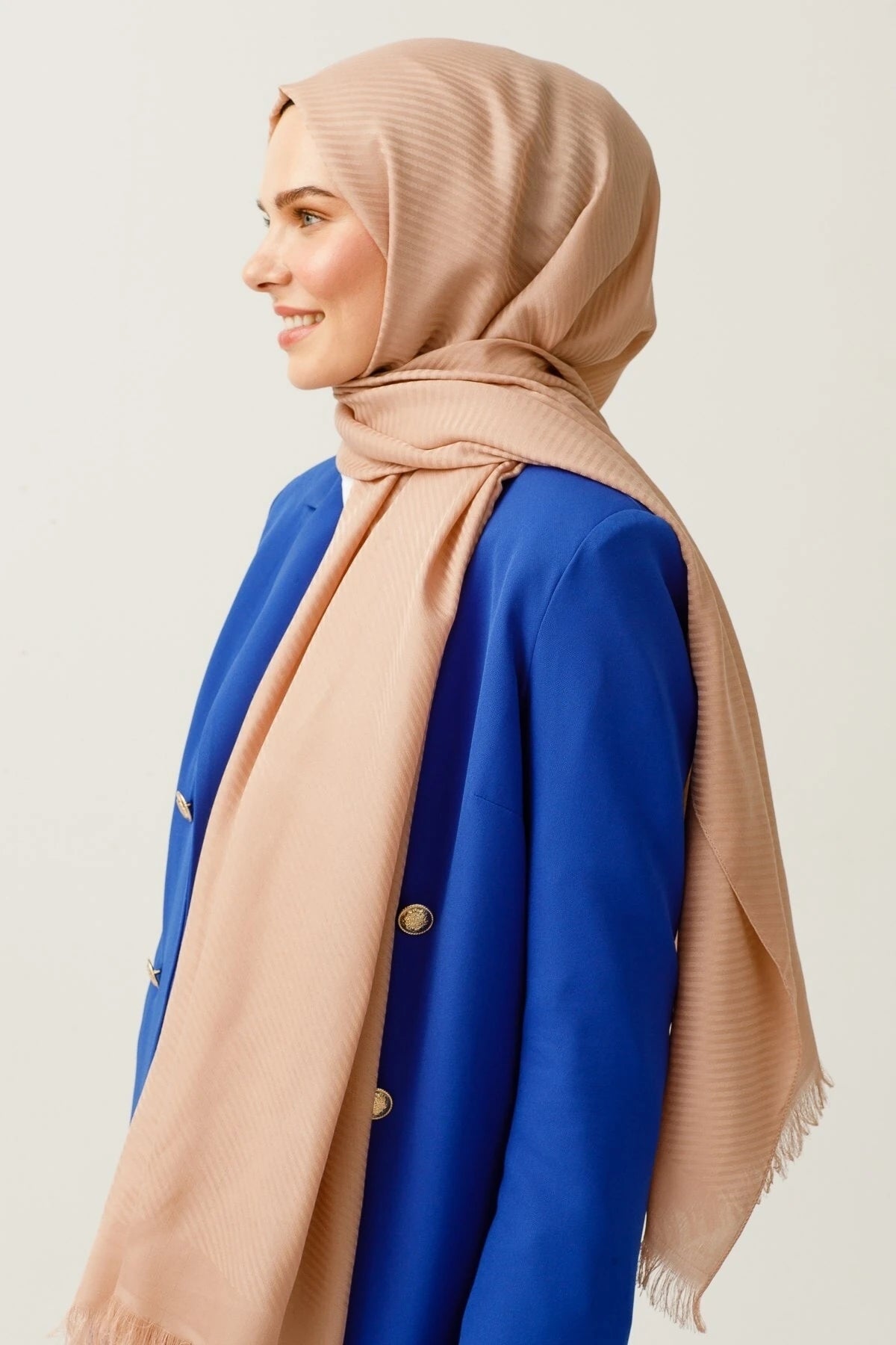 Çizgili Desen Pamuk Jakar Şal