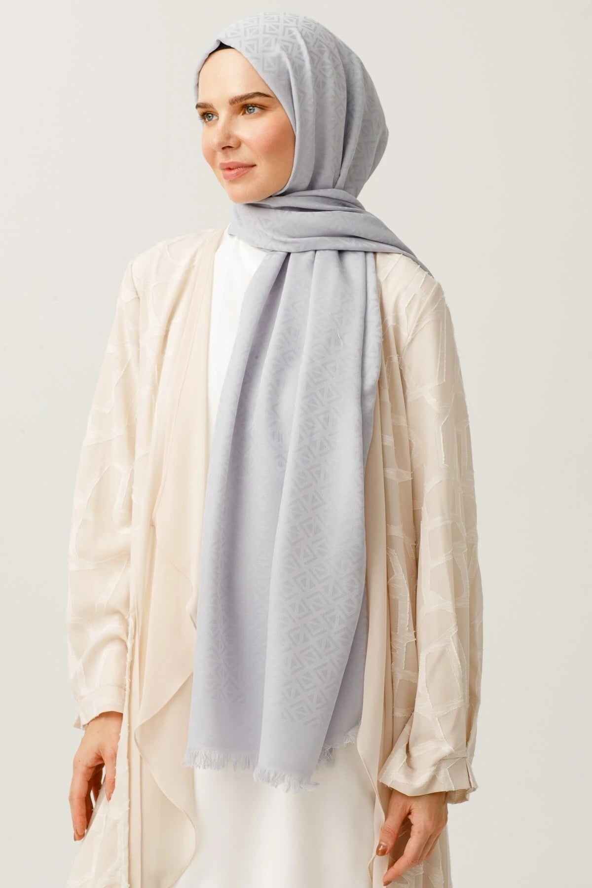 Üçgen Desen Pamuk Jakar Şal