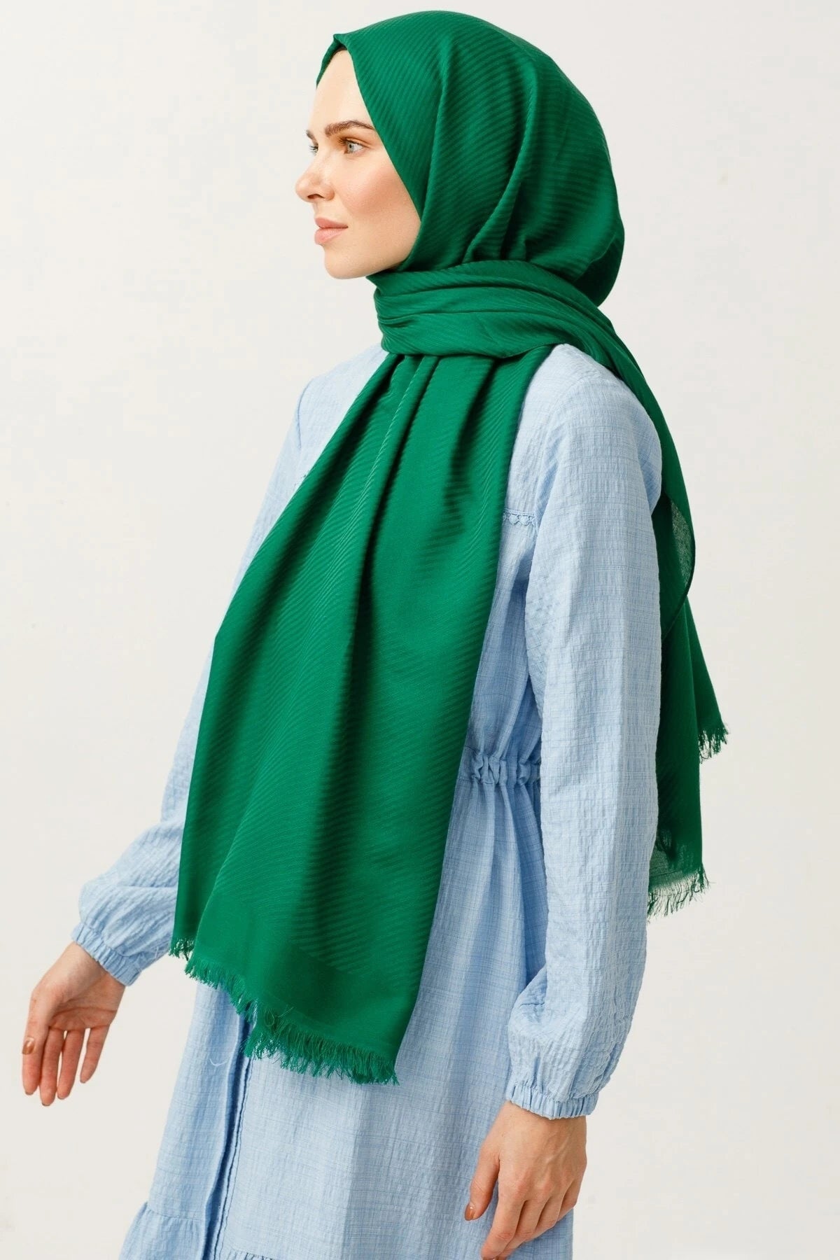 Çizgili Desen Pamuk Jakar Şal