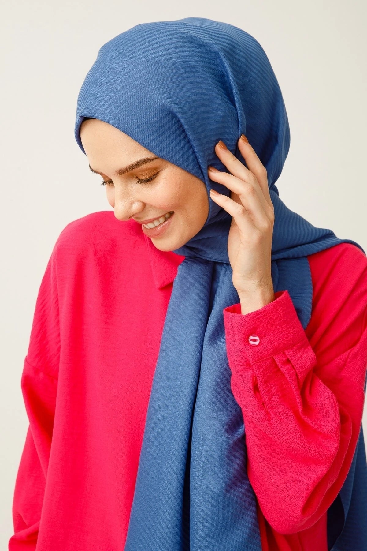 Çizgili Desen Pamuk Jakar Şal