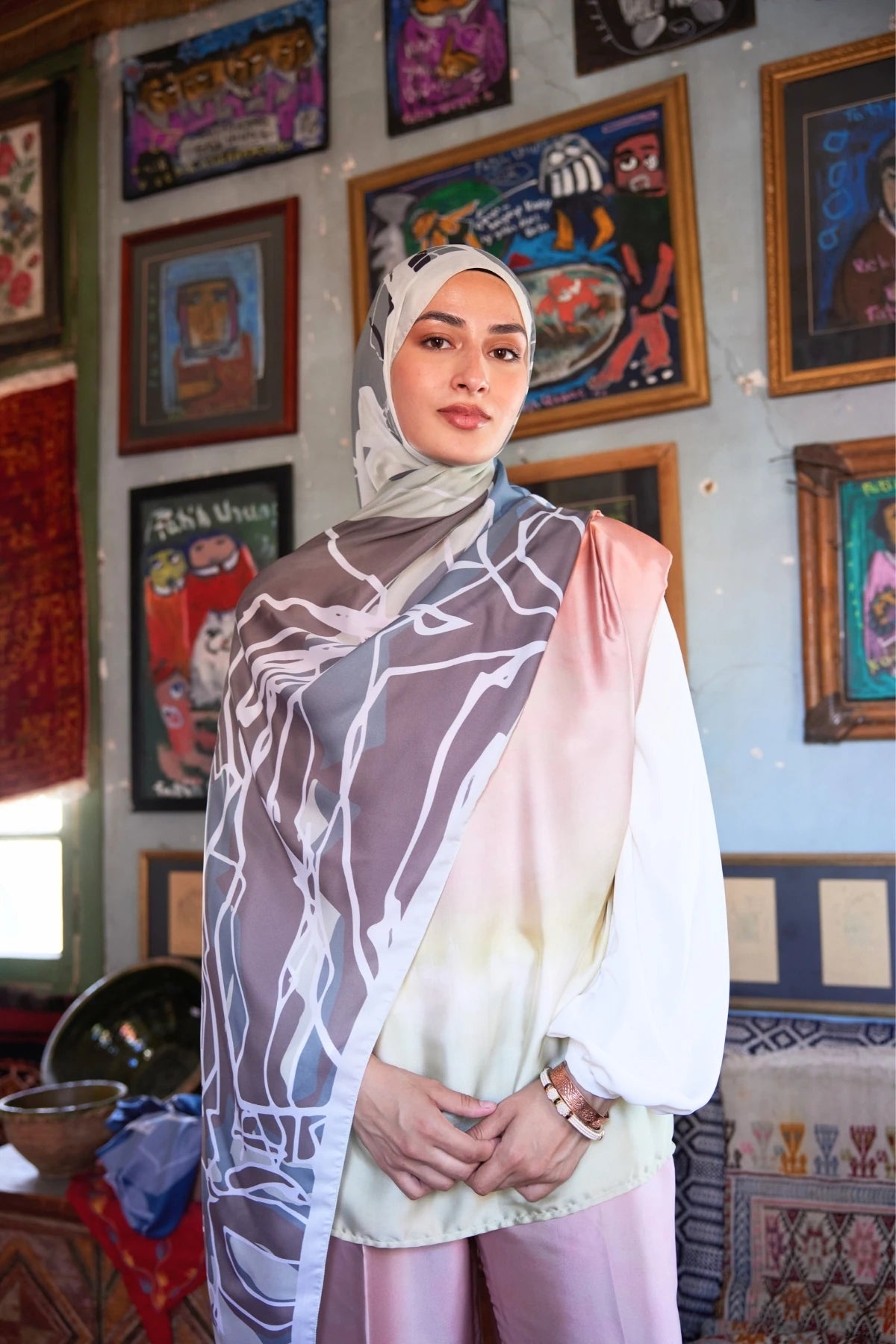 Turna Desen Sakura İpek Şal