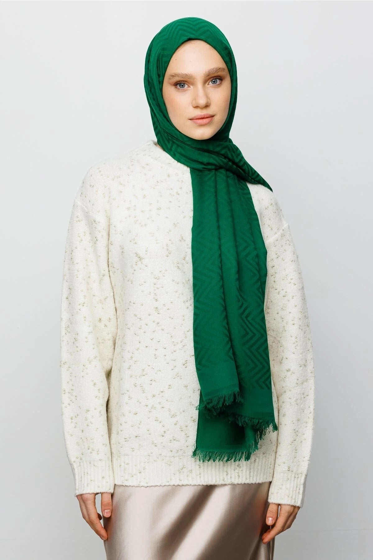 Zikzak Desen Pamuk Jakar Şal