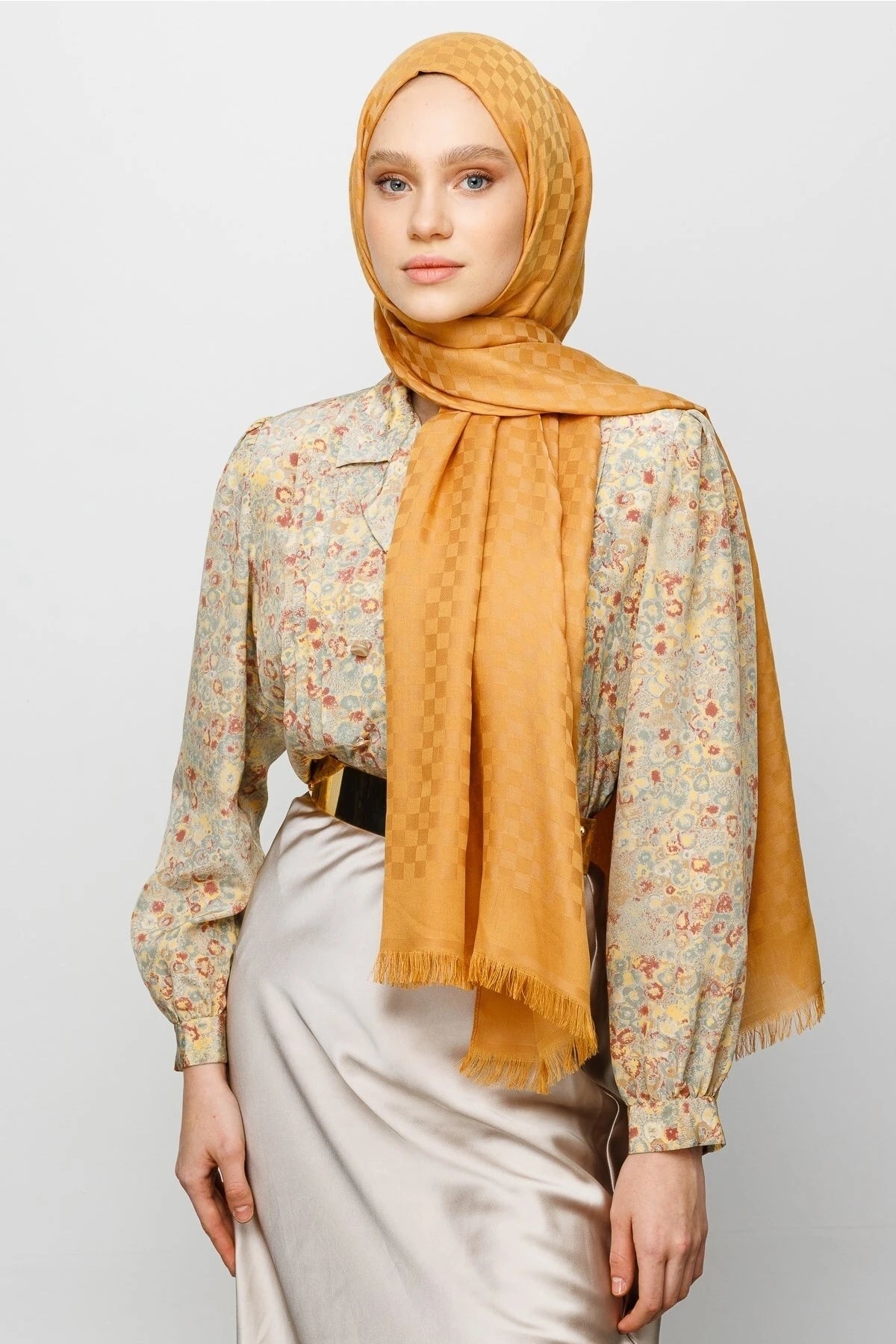 Kare Desen Pamuk Jakar Şal
