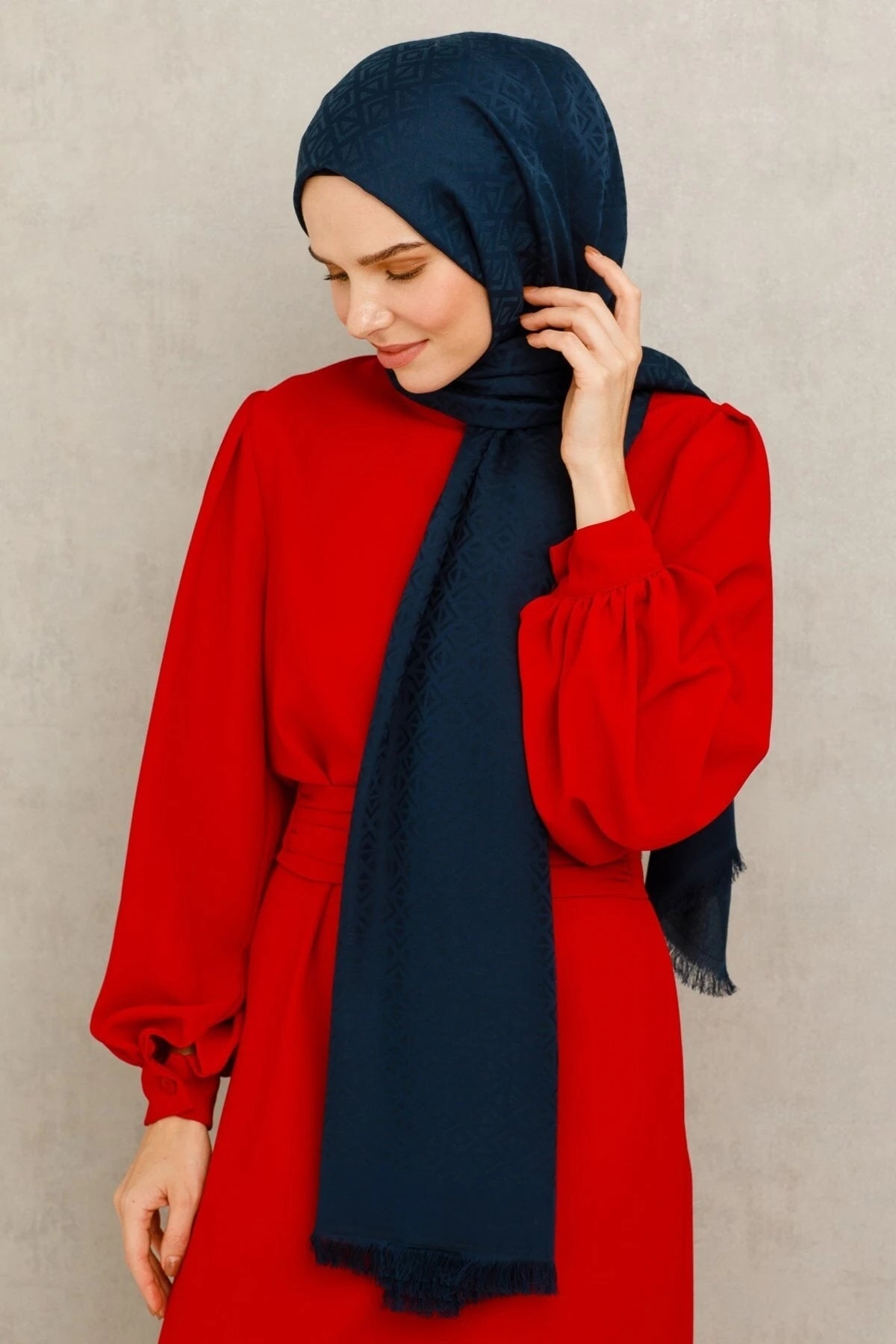 Üçgen Desen Pamuk Jakar Şal