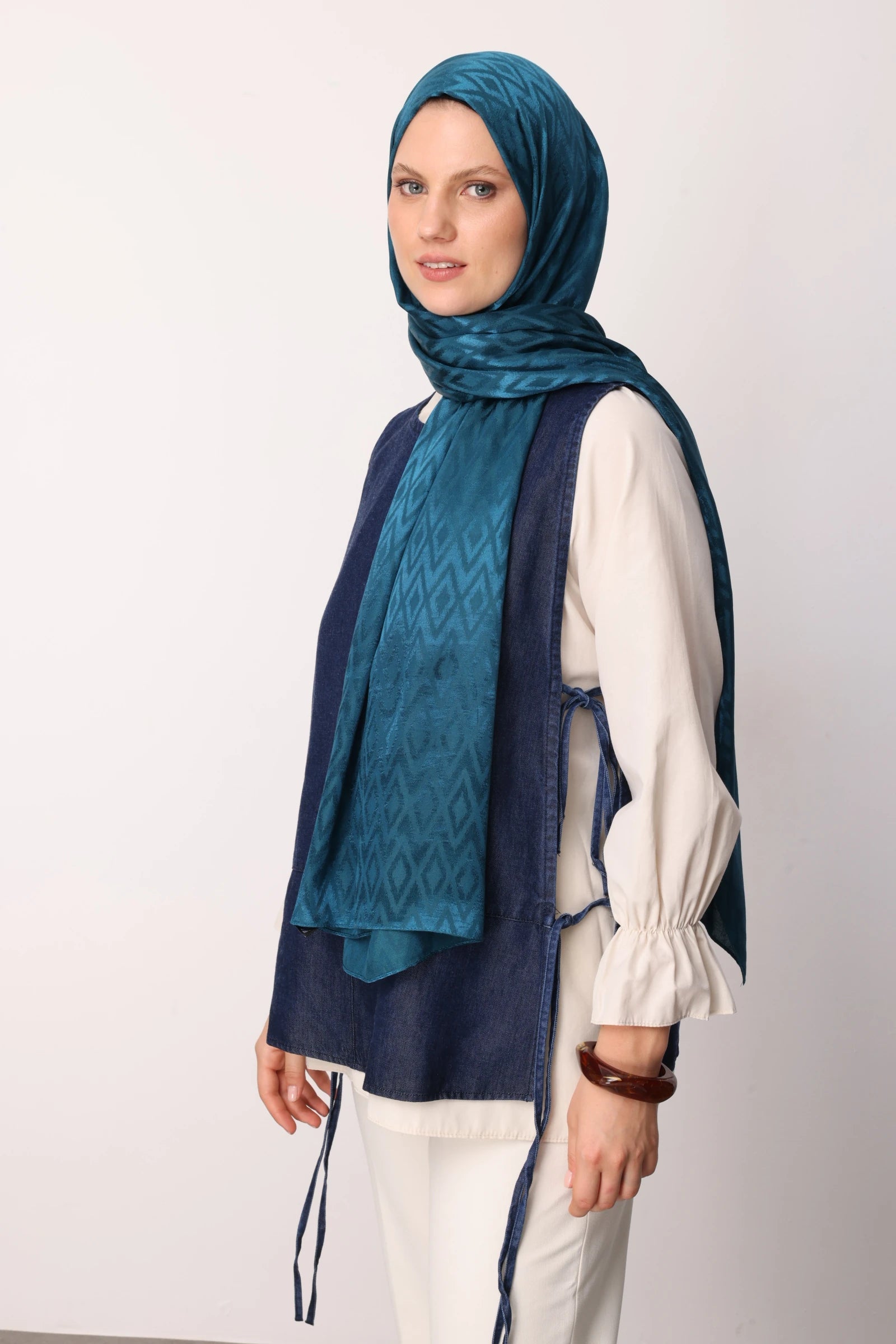 Karo Desen Parlak Jakar Şal