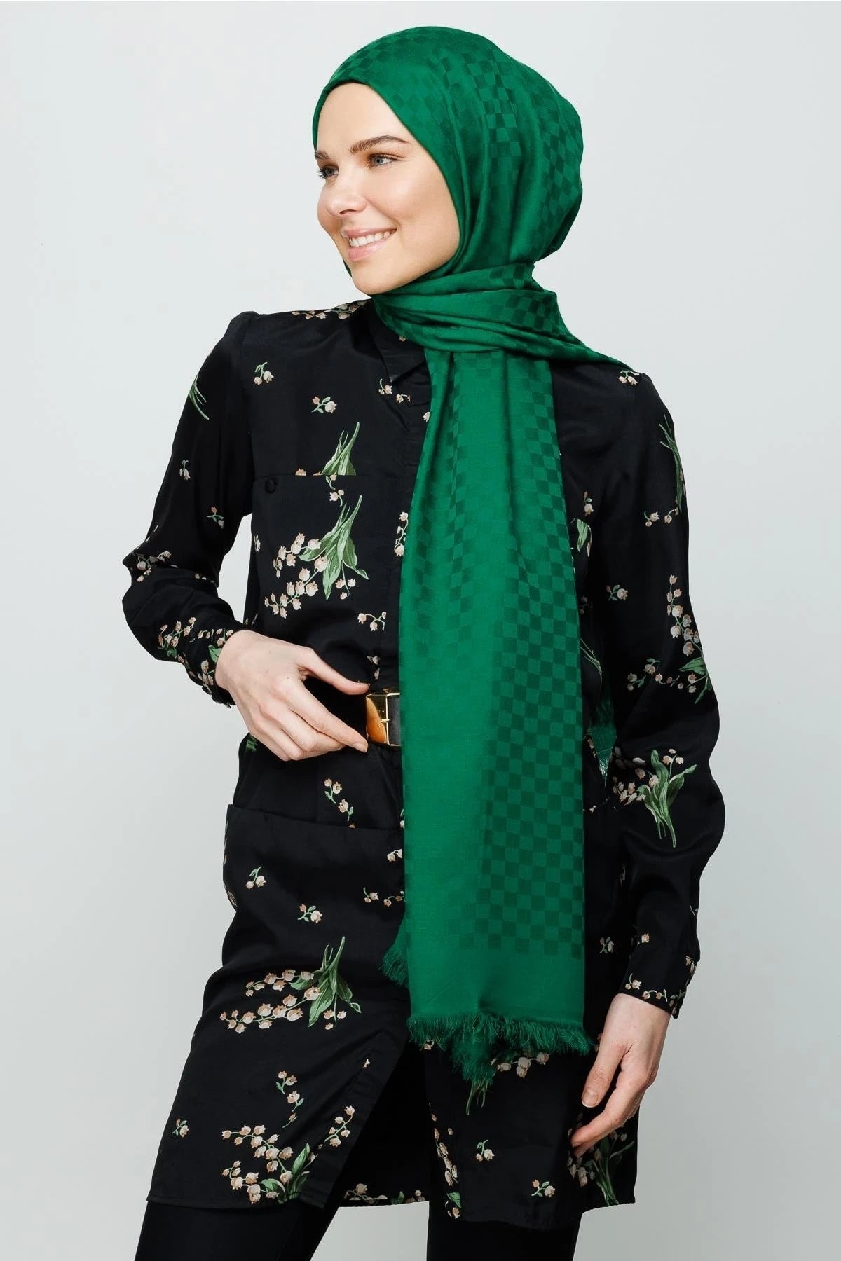 Kare Desen Pamuk Jakar Şal