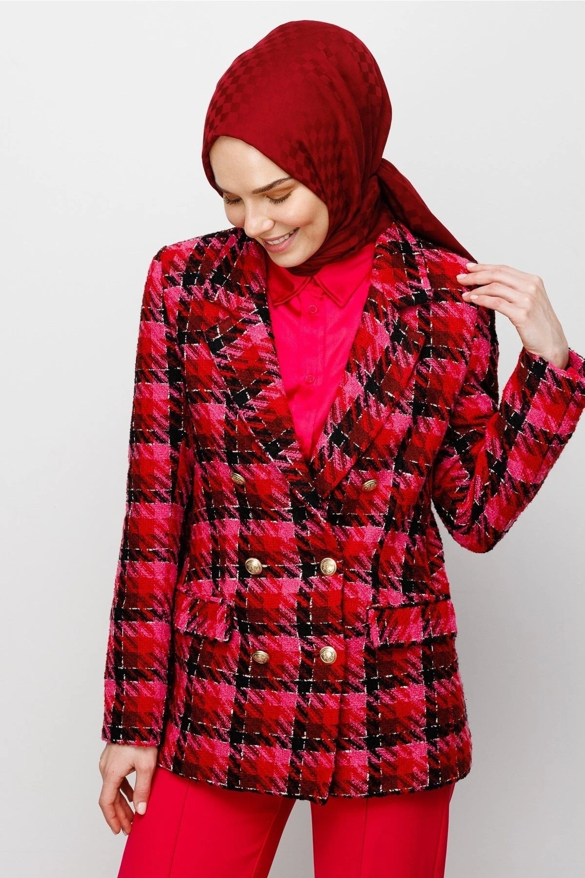 Kare Desen Pamuk Jakar Şal