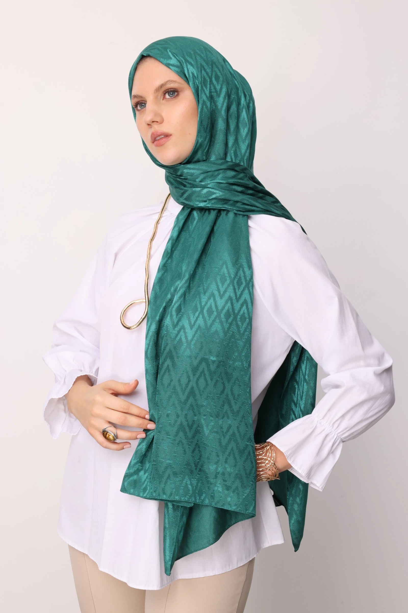 Karo Desen Parlak Jakar Şal