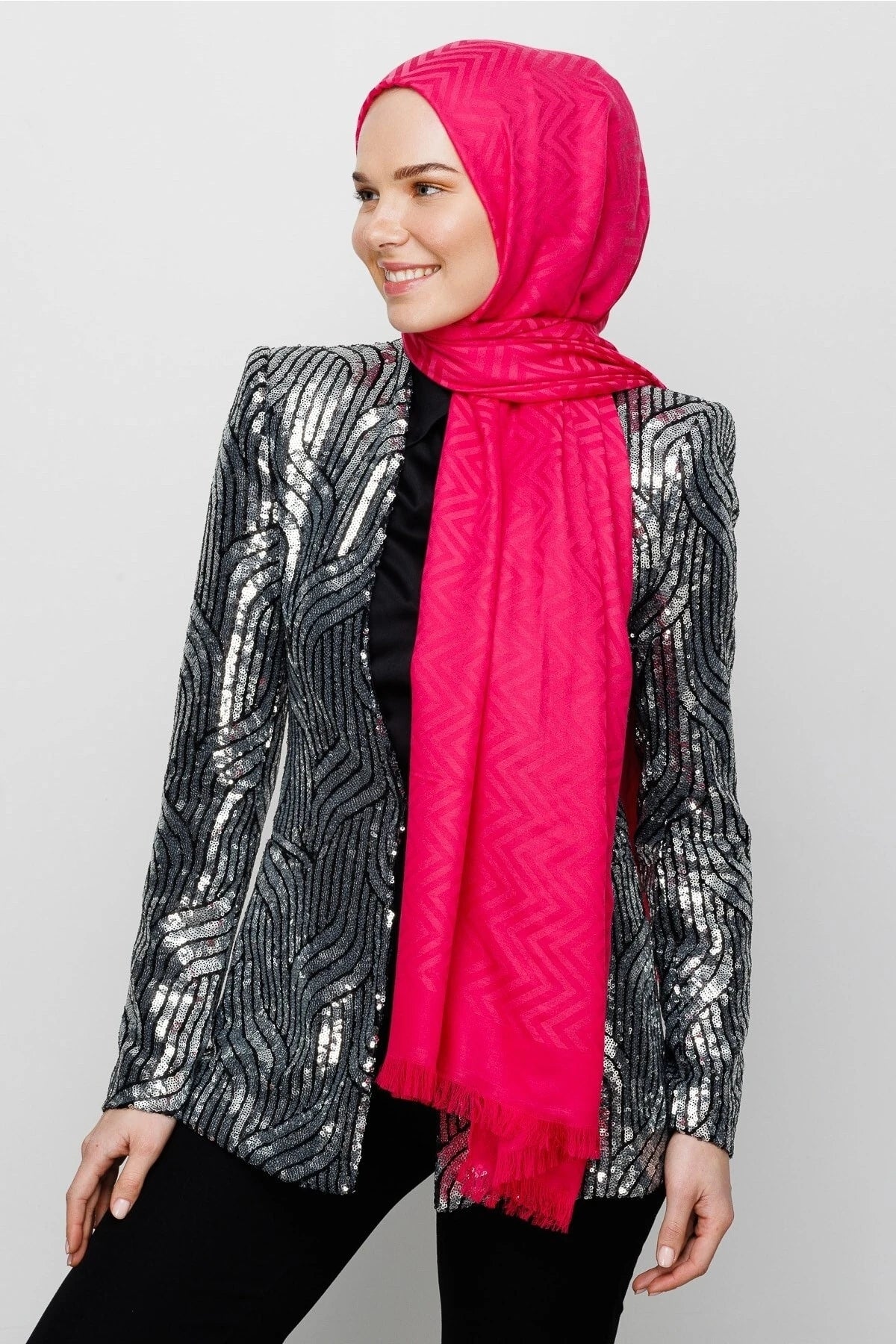 Zikzak Desen Pamuk Jakar Şal