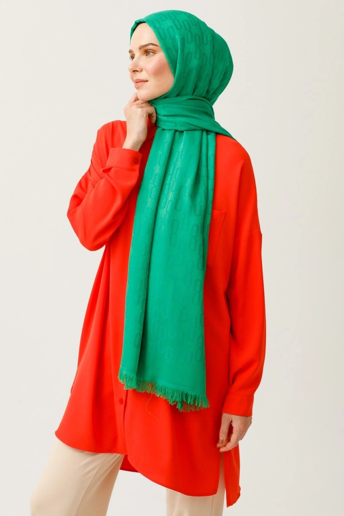 Zincir Desen Pamuk Jakar Şal