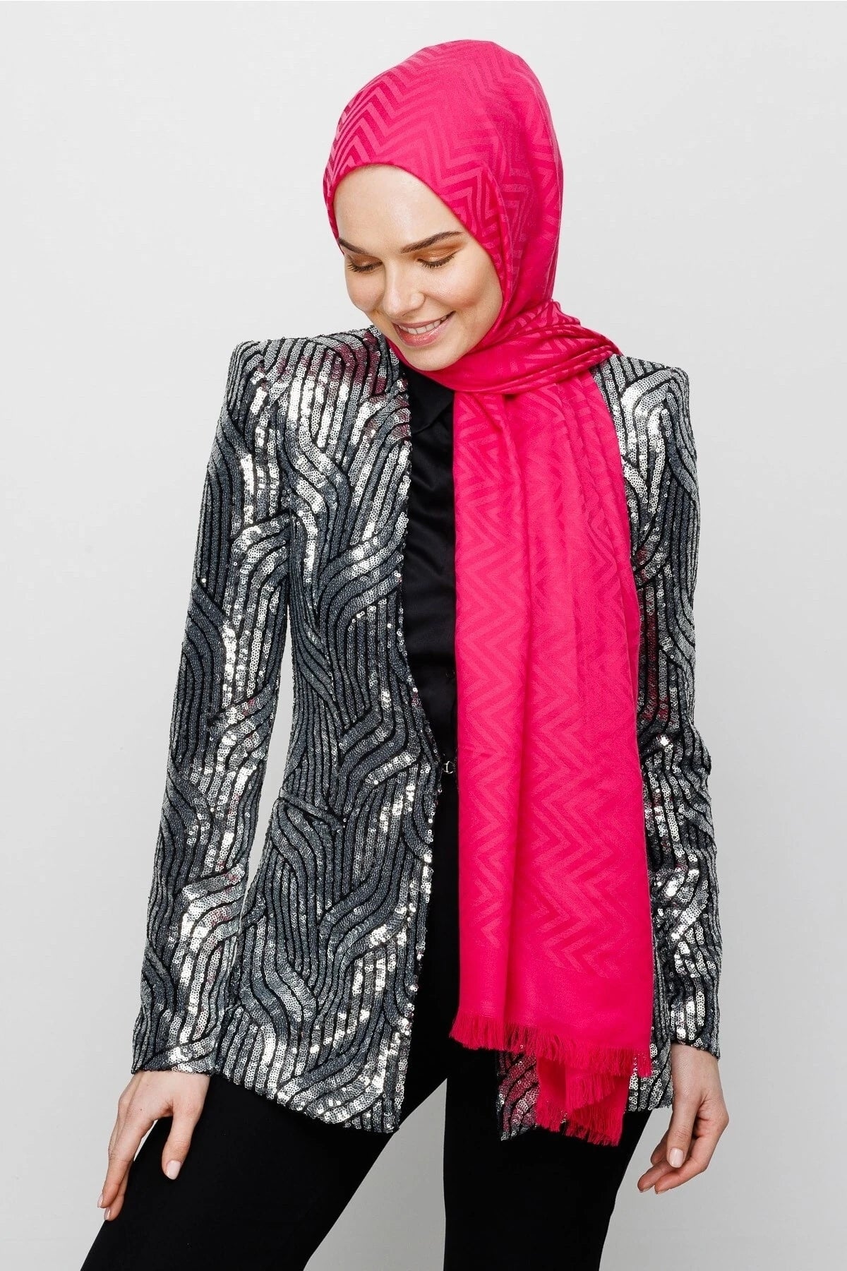 Zikzak Desen Pamuk Jakar Şal